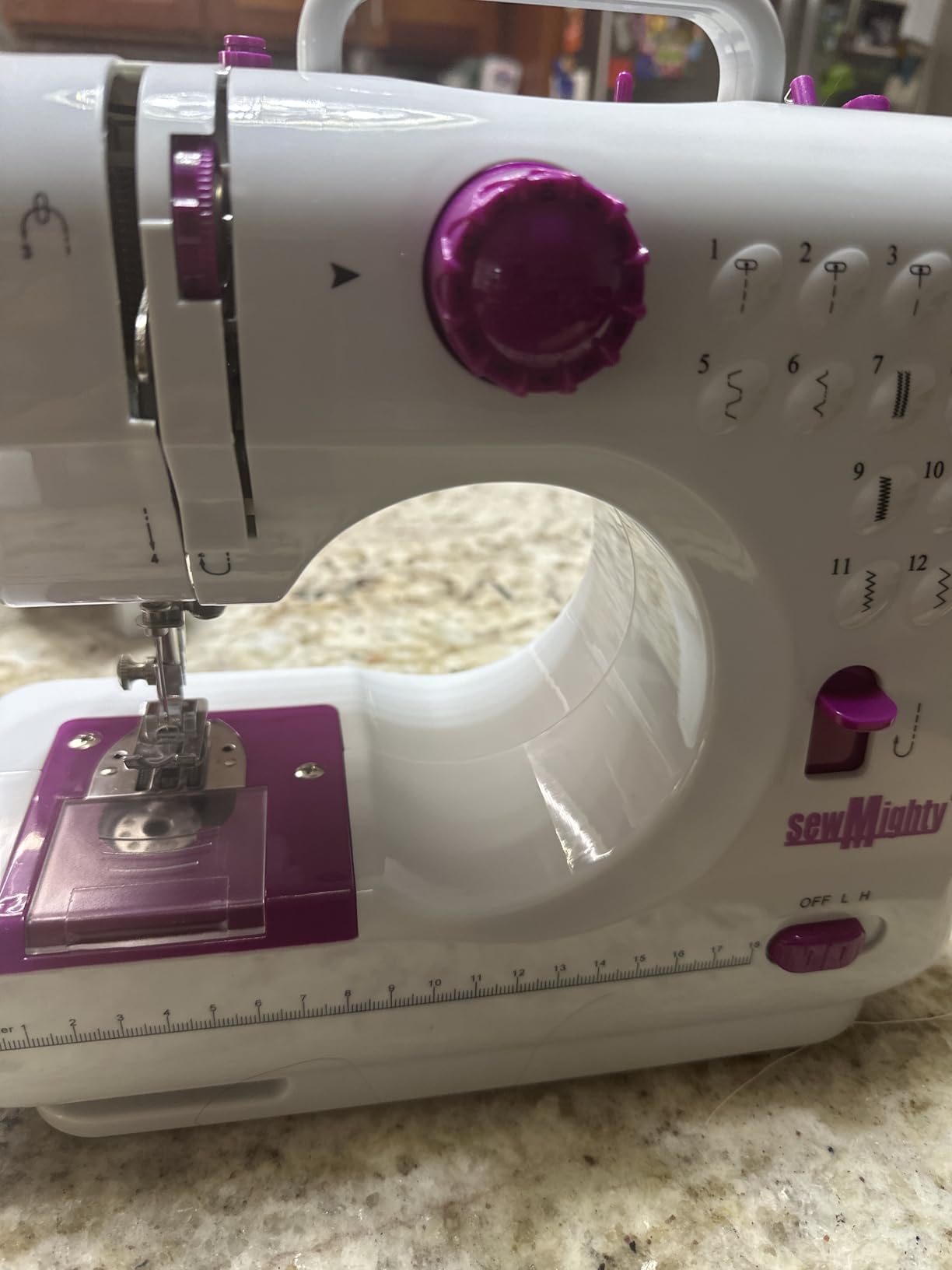 Portable Mini Sewing Machine & Sewing Kit – 12 Pre Programmed Stitch Patterns – Battery and AC Operated, Dual Speed, Sews Forward & Reverse, AC & DC Power – Includes Foot Pedal customer photo 1