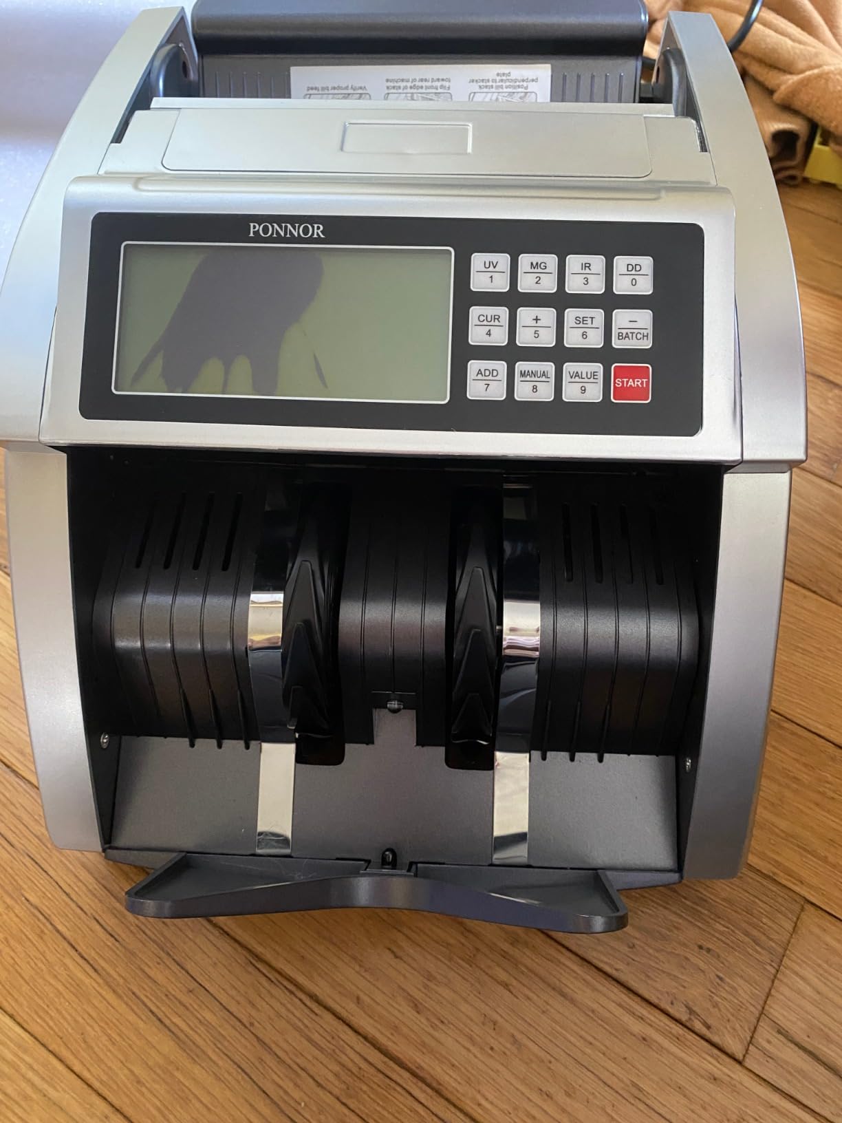 PONNOR Money Counter Machine with Value Bill Count, Cash Counter for Dollar, Euro with UV/MG/IR/DD/DBL/HLF/CHN Counterfeit Detection, Add/Bat/Value Mode Bill Counting Machine with Large LCD Display customer photo 2