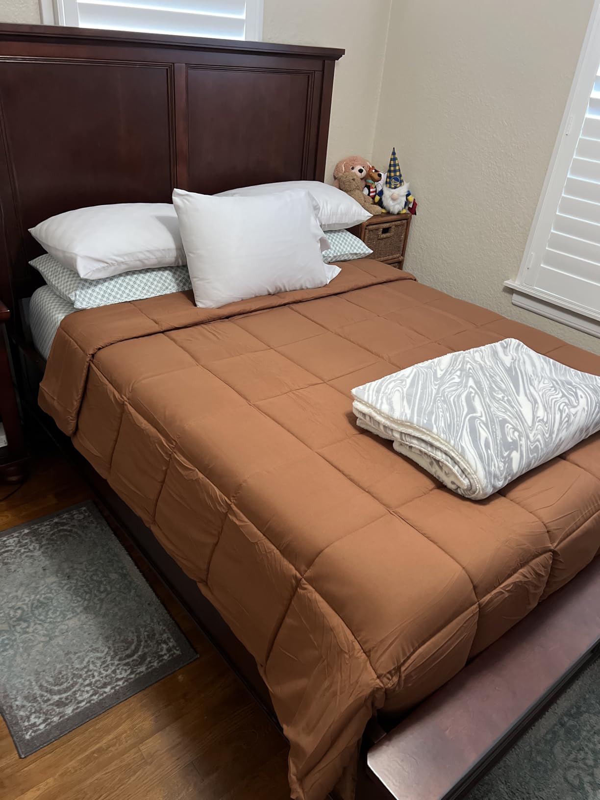HYLEORY All Season Queen Size Bed Comforter - Cooling Goose Down Alternative Quilted Duvet Insert with Corner Tabs - Winter Warm - Machine Washable - White customer photo 2