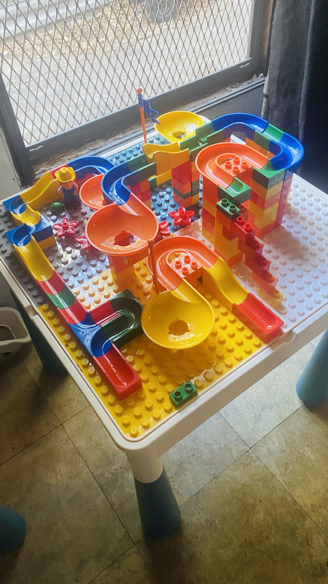 OCATO Kids Activity Table Toddlers Kids Table and Chair Set Water Tables | Play Table with 152Pcs Large Marble Run Building Blocks All in One Kid Sand Tables STEM Toys for Boys Girls 3 4 5 6 Year Old customer photo 2