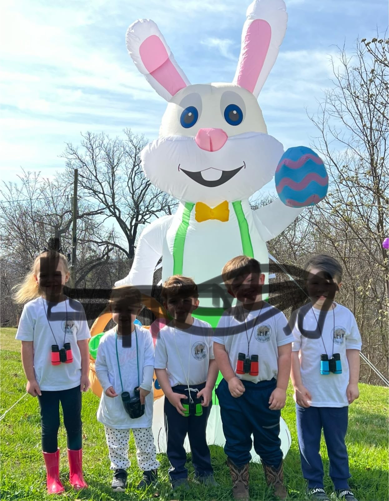 TURNMEON 8 Feet Giant Bunny Easter Inflatables Outdoor Decoration, Lighted Blow up Rabbit Holds Easter Eggs Basket with Tether Stakes LED Light Easter Decor Home Yard Lawn Garden Party Easter Egg Hunt customer photo 2