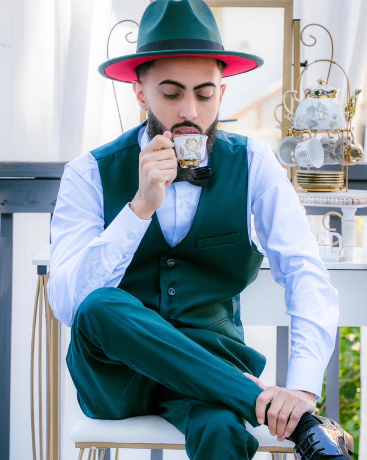 Trendy Fedora Hats for Men & Women Wide Brim Felt Hat Dress Panama Hat Two Tone Fedora customer photo 1