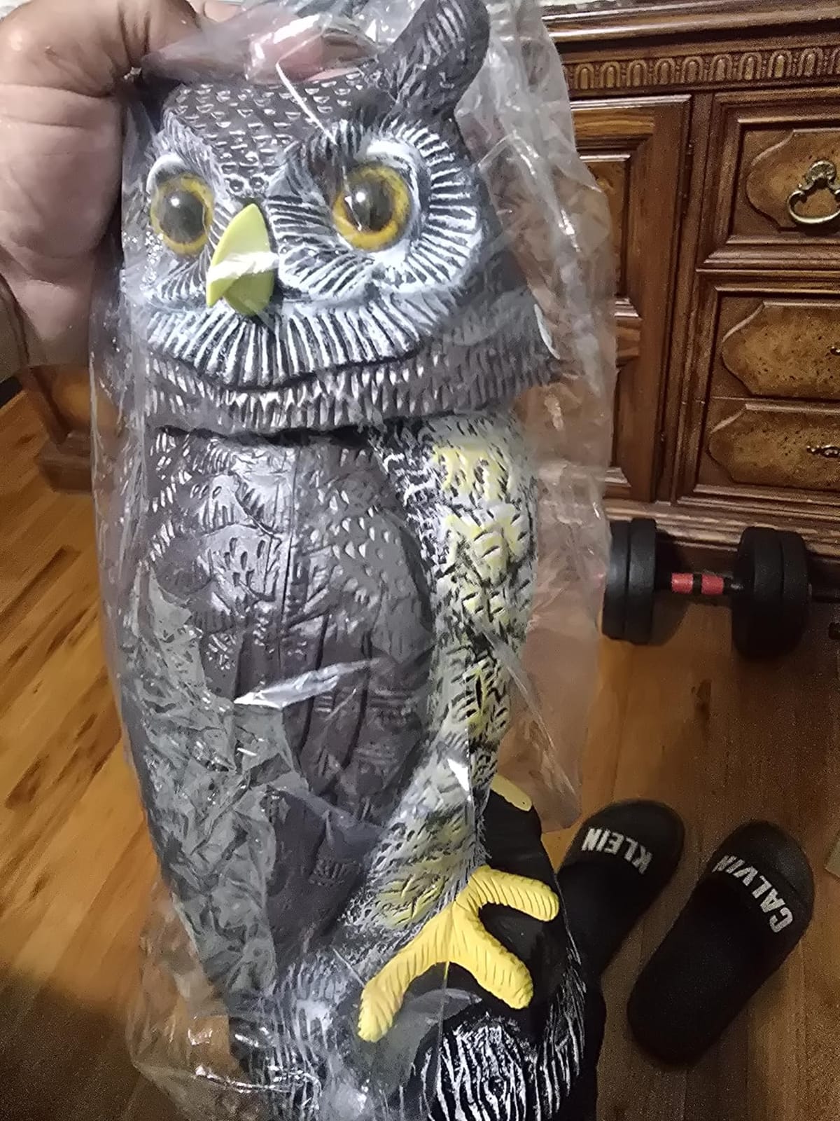 Large Solar Owl with Motion Detector, Flashing Eyes, Spinning Head, Realistic Hooting and Silent Mode, Garden Owl, Outdoor Statue, Decoration for Home, Garden, Patio and Fence customer photo 1
