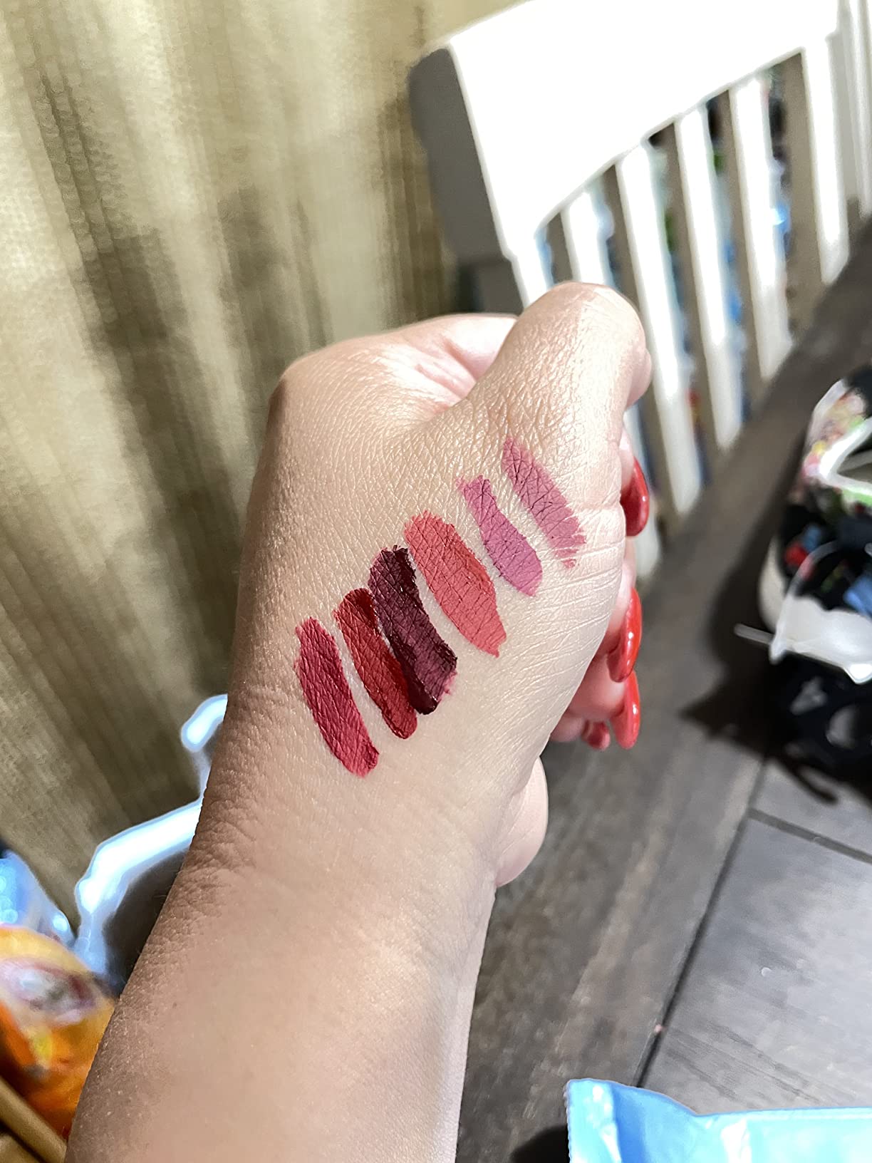 evpct 6Pcs Lipstick Matte Liquid Lipstick Lipgloss Set for Women, Dark Plum Wine Rose Mauve Red Nude Pink labiales mate 24 horas originales matte larga duracion 24 Hour Lipstick A-02 customer photo 2