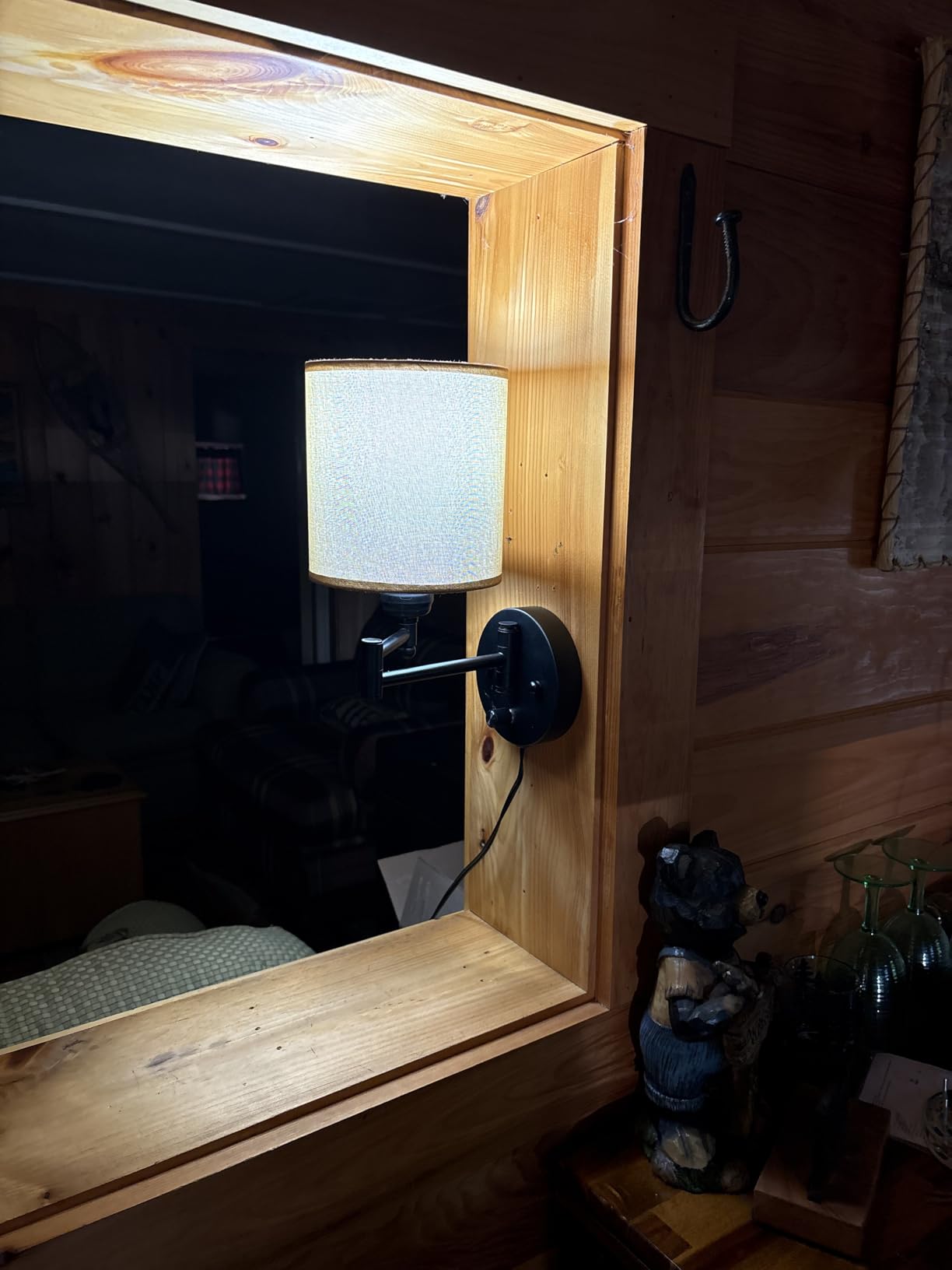 CADUKE Plug in Wall Sconce Set of 2, Swing Arm Wall Lamps customer photo 2