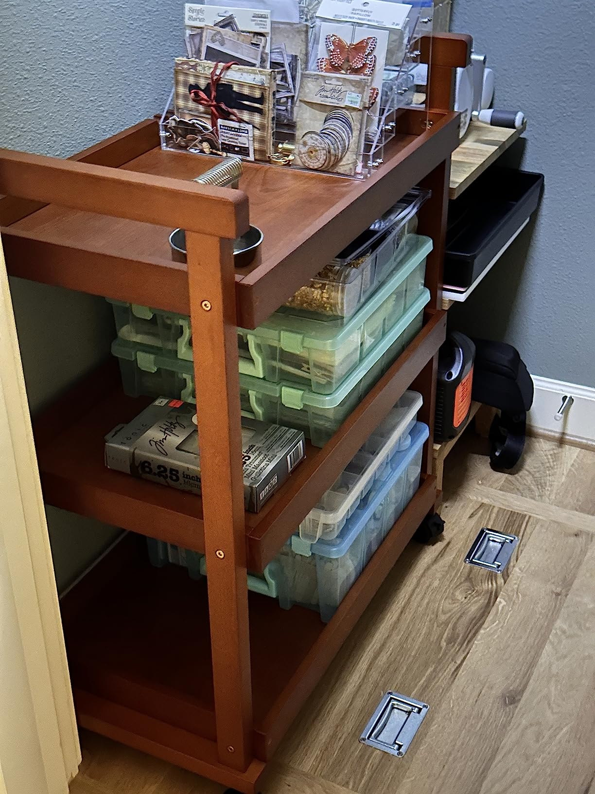 MEEDEN Rolling Art Supply Cart: Solid Beech Wood 3-Tier Storage Trolley customer photo 2