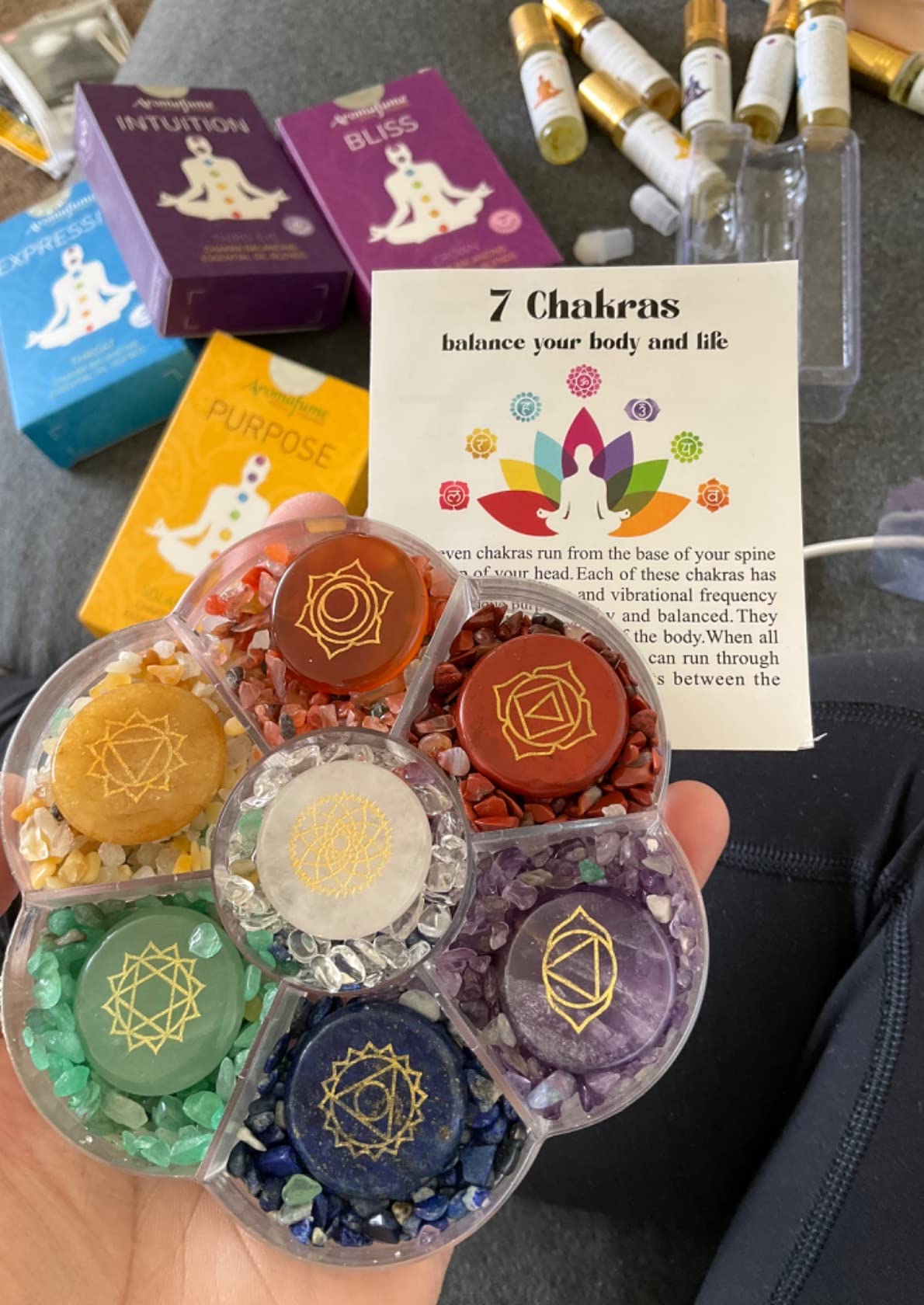 CrystalTears 7 Chakra Crystal Stones Natural Reiki Healing Crystals Gemstones with Engraved Chakra Symbol Tumbled Polished Chakra Stone Kit for Meditation Crystal Therapy Gift customer photo 2