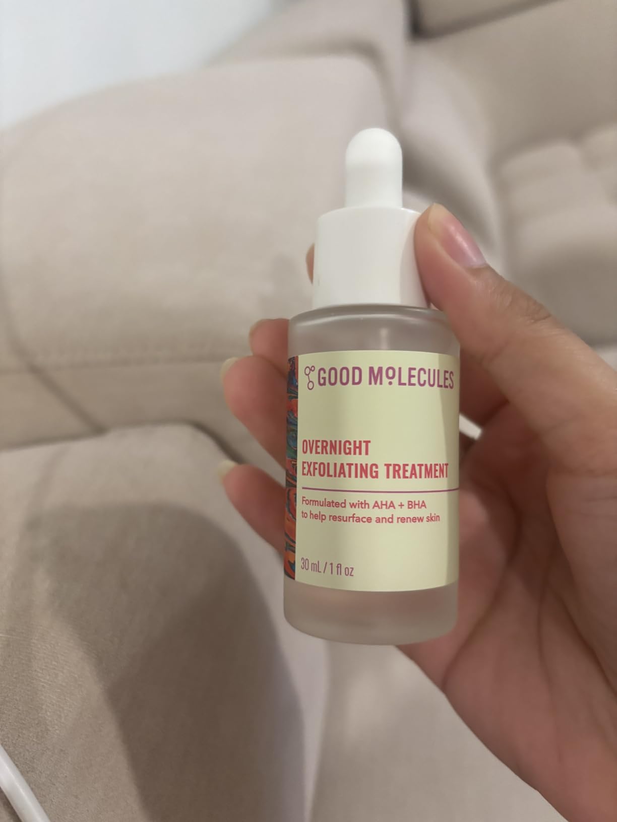 Good Molecules Overnight Exfoliating Treatment, AHA BHA Exfoliant, 1 fl oz customer photo 1