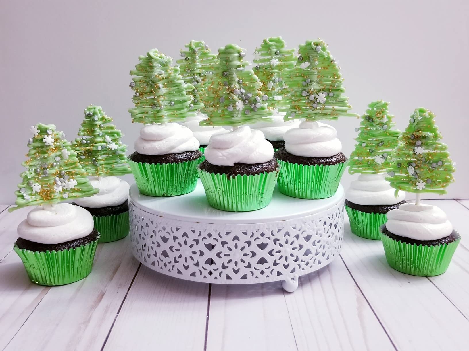 Hedume Set of 3 Cake Stand, Dessert Display Cupcake Stands, Round Metal Cake Stands, Cupcake Pastry Candy Display Plate for Wedding, Event, Birthday Party customer photo 2