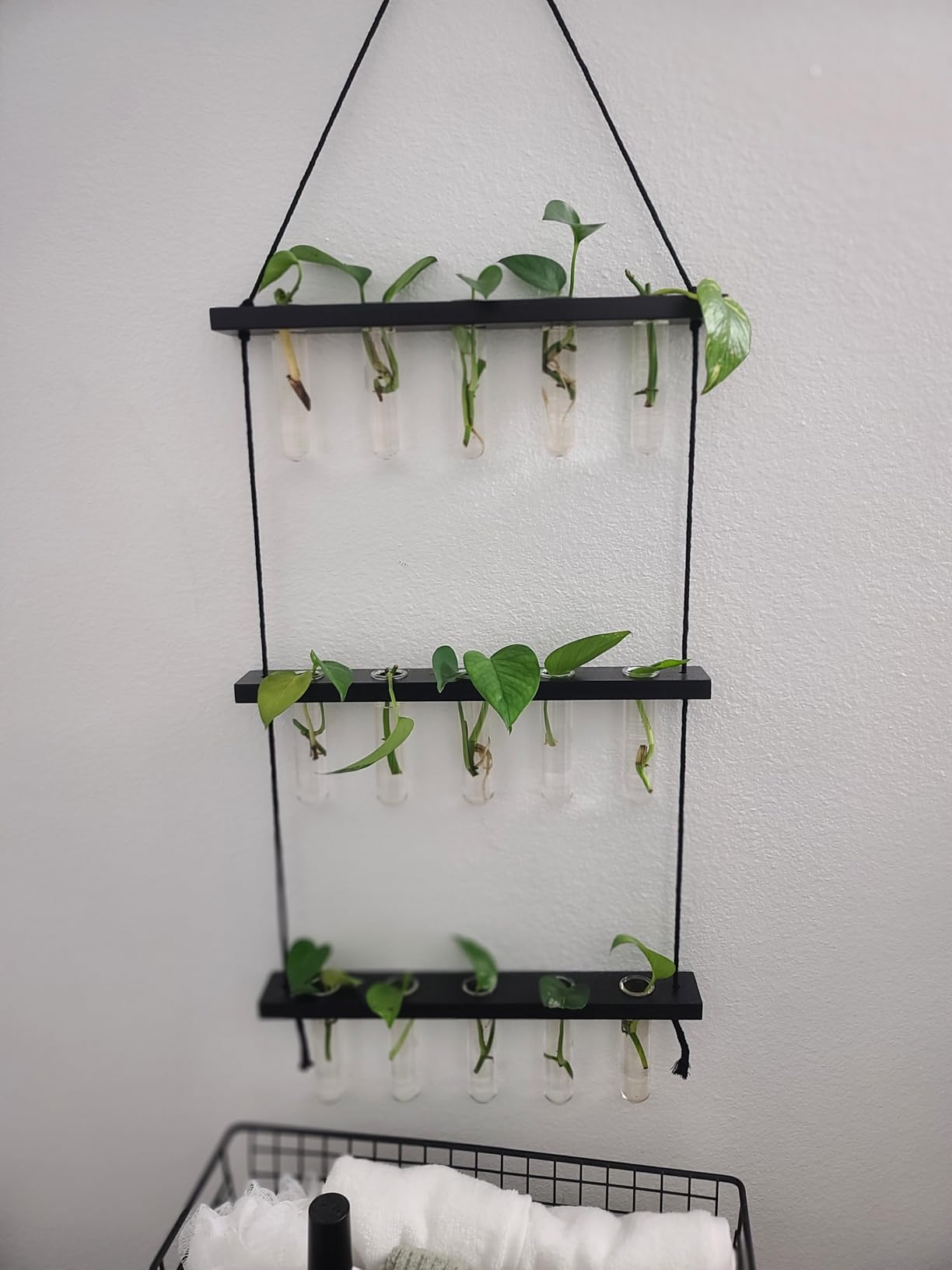 Mkono Plant Propagation Station, 3 Tier Brown Wall Hanging Vase Test Tubes customer photo 2