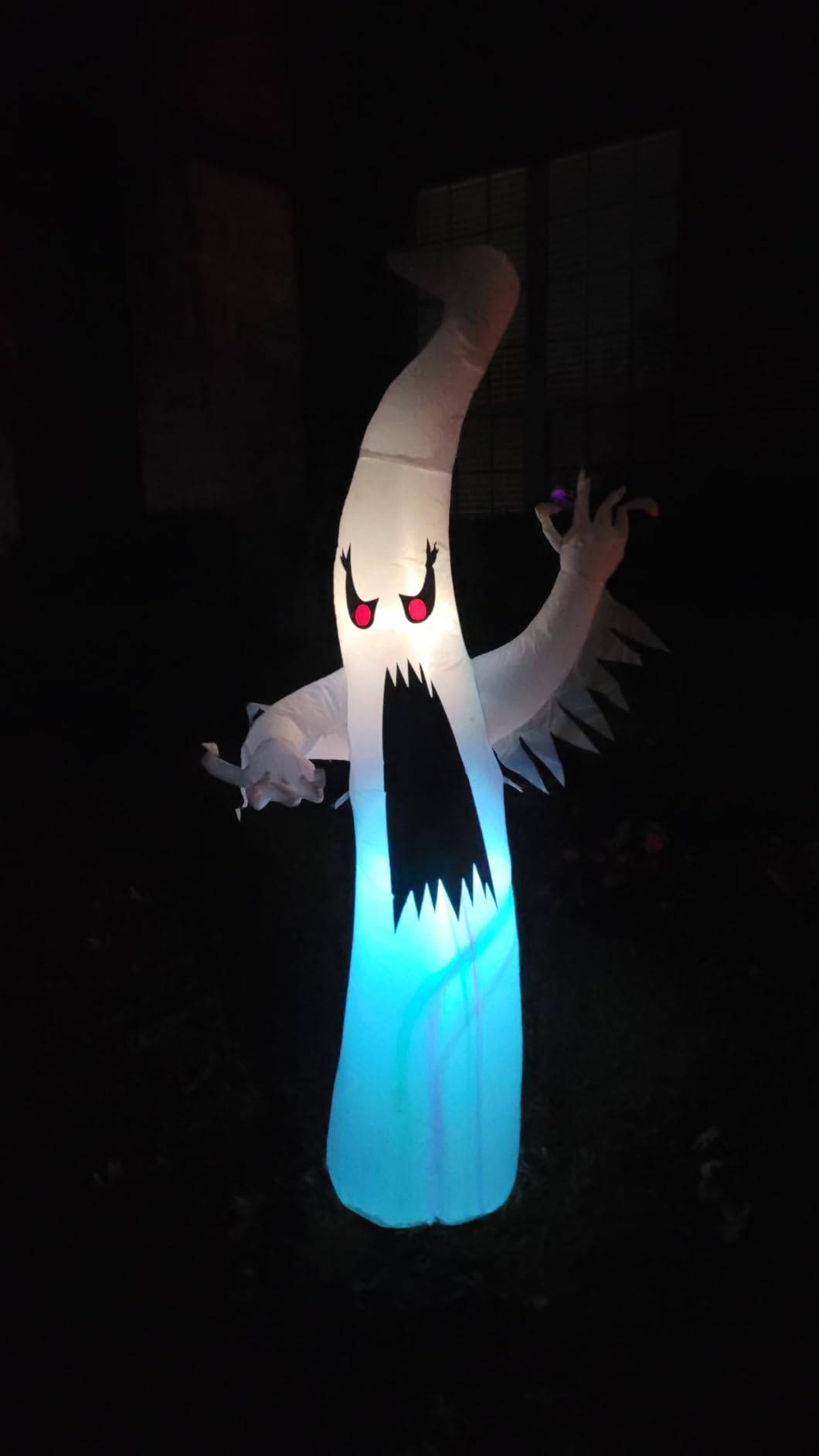 GOOSH 6 FT Halloween Inflatables Ghost Outdoor Decorations Blow Up Yard Scary Red Eye Dimming Ghost with Built-in Colorful LEDs for Garden Lawn Indoor Party Decor customer photo 1