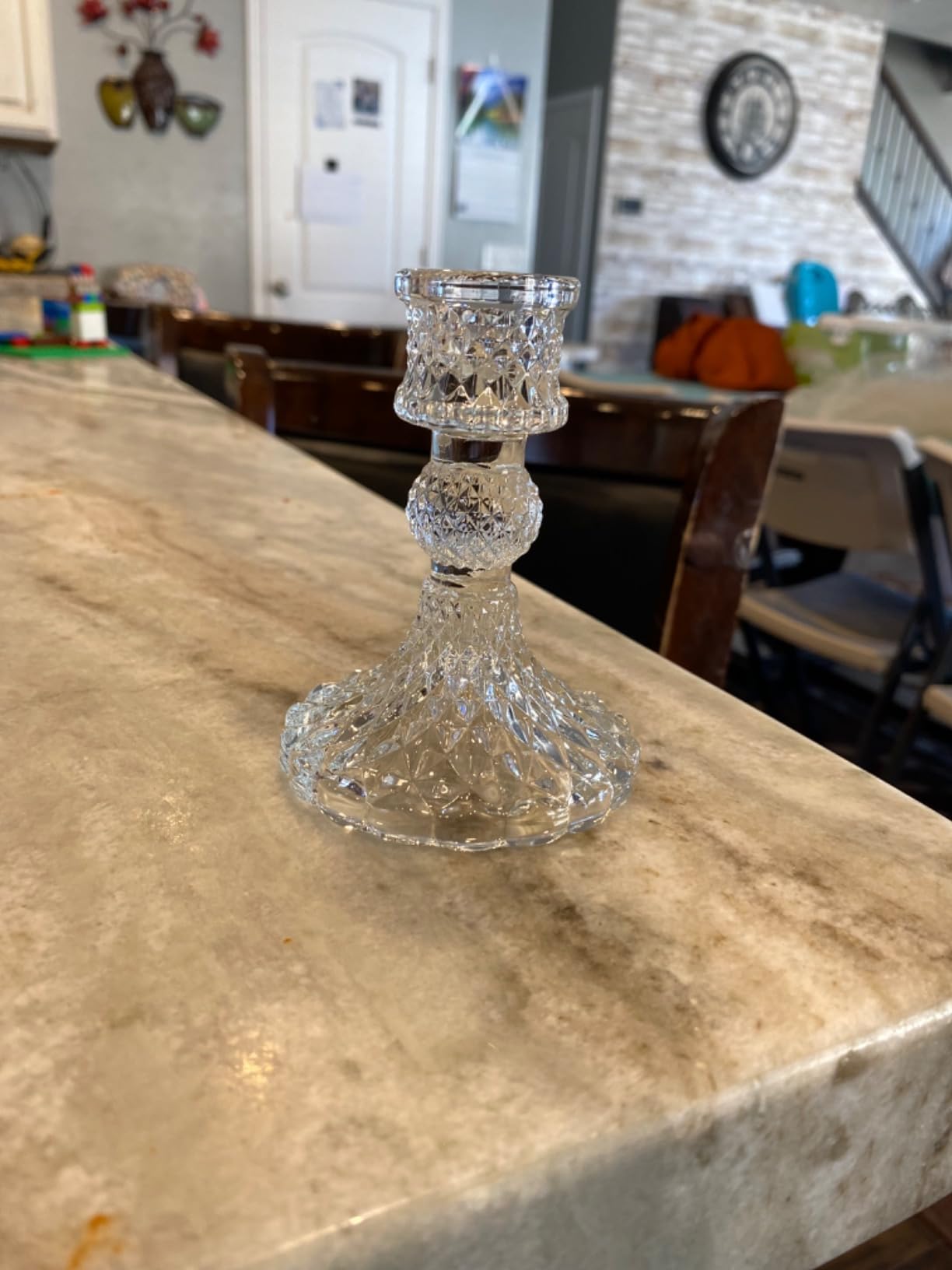 Taper Candle Holders Set of 2, Clear Glass Candlestick Holder Fit 0.8 Inch Candles, 4 Inch Tall Crystal Decorative Candle Stand Centerpiece for Table Wedding Dinning Party customer photo 2