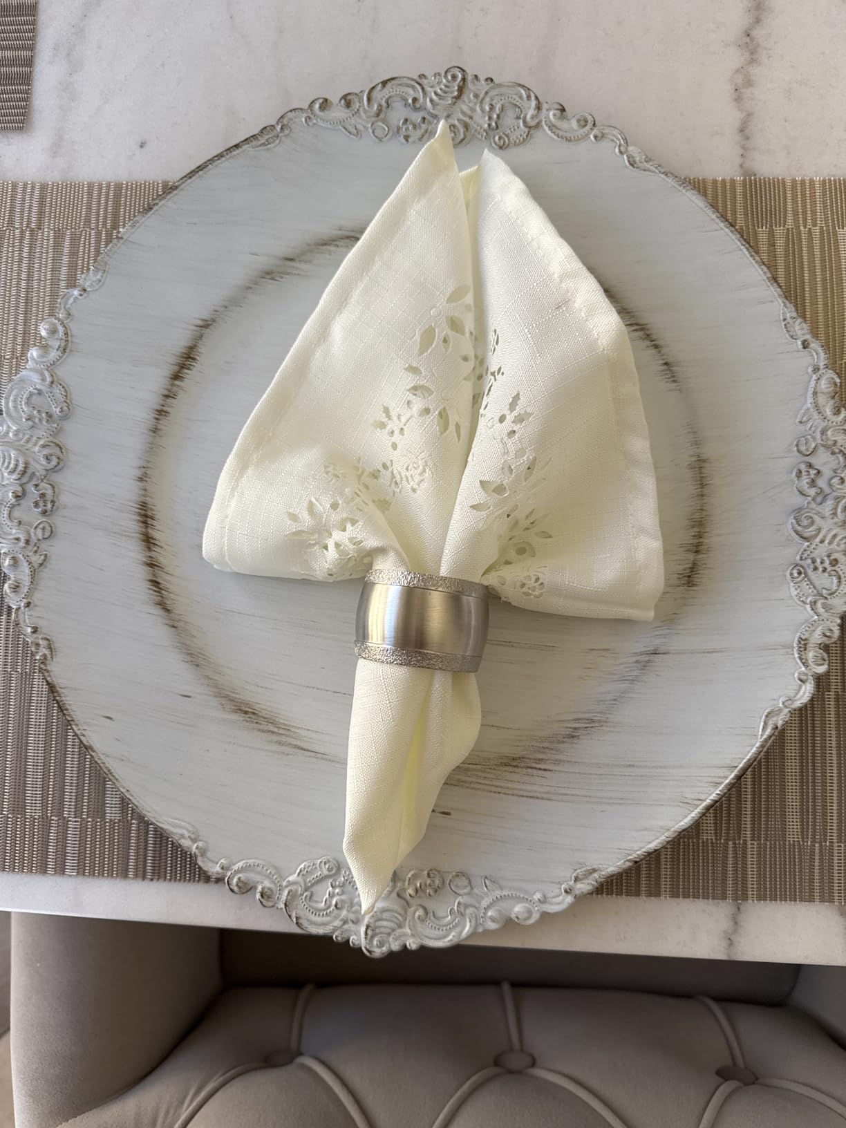 MAONAME Antique White Charger Plates, Round Plate Chargers Set of 12 customer photo 2