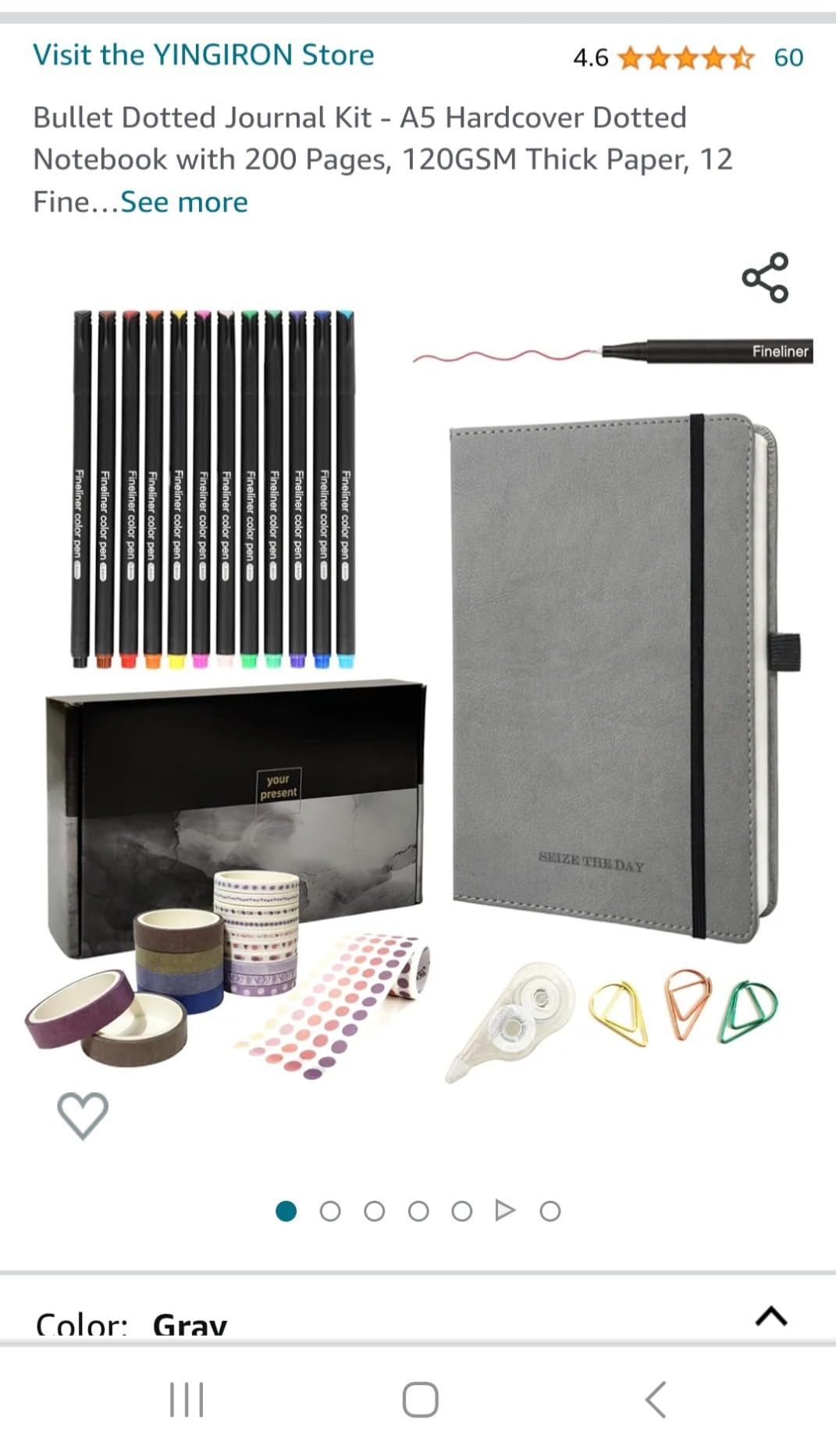 Y&I Bullet Dotted Journal Kit, A5 Hardcover Dotted Journal Notebook with 200 Pages, 120GSM Thick Paper, Stencils Stickers Pens Washi Tapes, Dotted Journaling Kit for Beginners Women Teen Girls (Black) customer photo 1