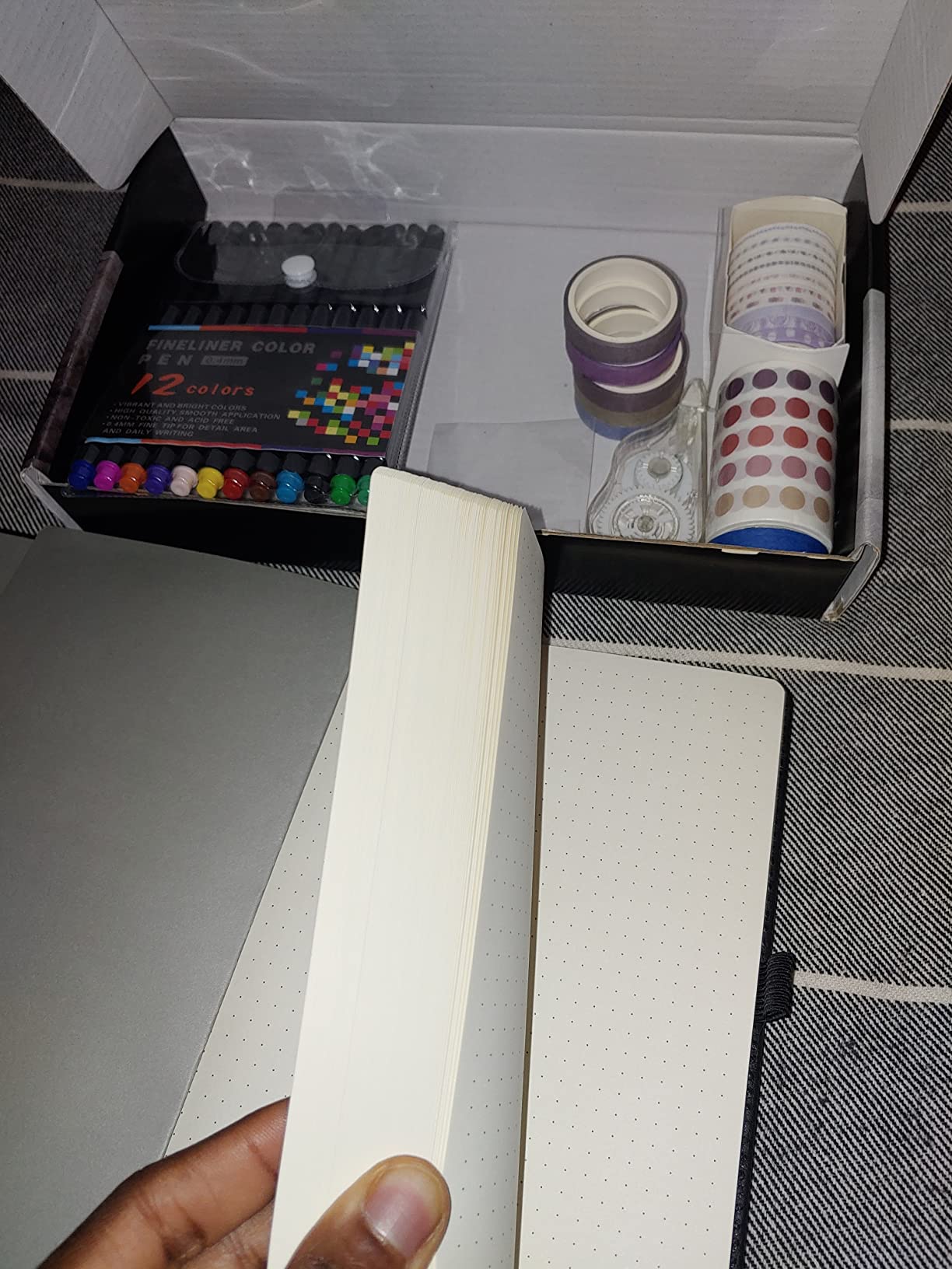 Y&I Bullet Dotted Journal Kit, A5 Hardcover Dotted Journal Notebook with 200 Pages, 120GSM Thick Paper, Stencils Stickers Pens Washi Tapes, Dotted Journaling Kit for Beginners Women Teen Girls (Black) customer photo 2
