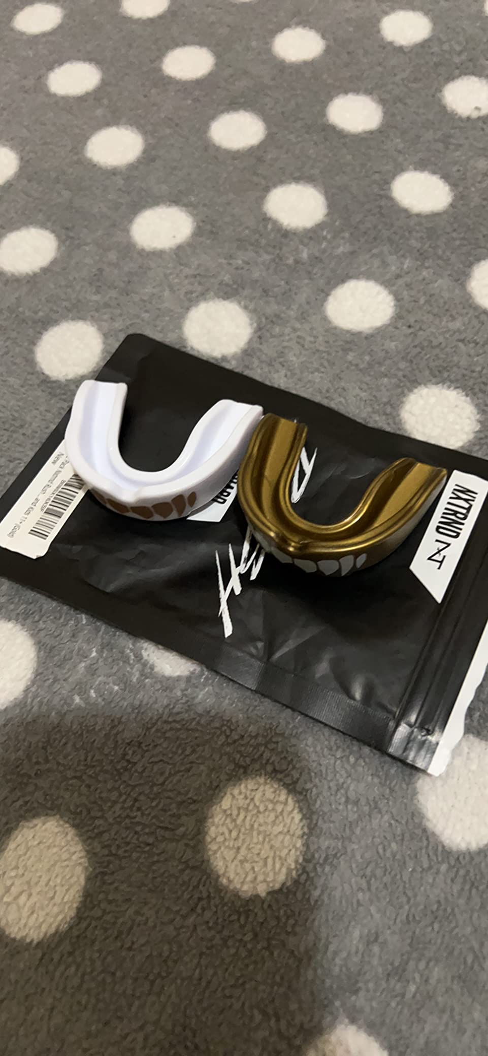 2 Pack Nxtrnd Rush Dual Layer Mouthguard, Custom Fit Sports Mouthpiece for Football, Boxing, MMA, Basketball, Hockey, Lacrosse, Youth & Adult (Black & White Fangs) customer photo 2