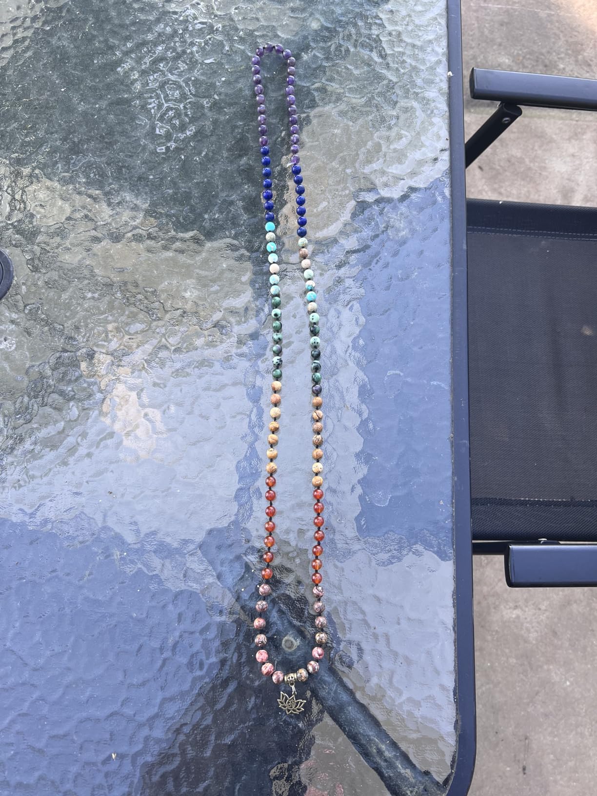 7 Chakra 108 Mala Beads Bracelet Real Gemstone Yoga Meditation Hand Knotted Mala Prayer Bead Necklace customer photo 2