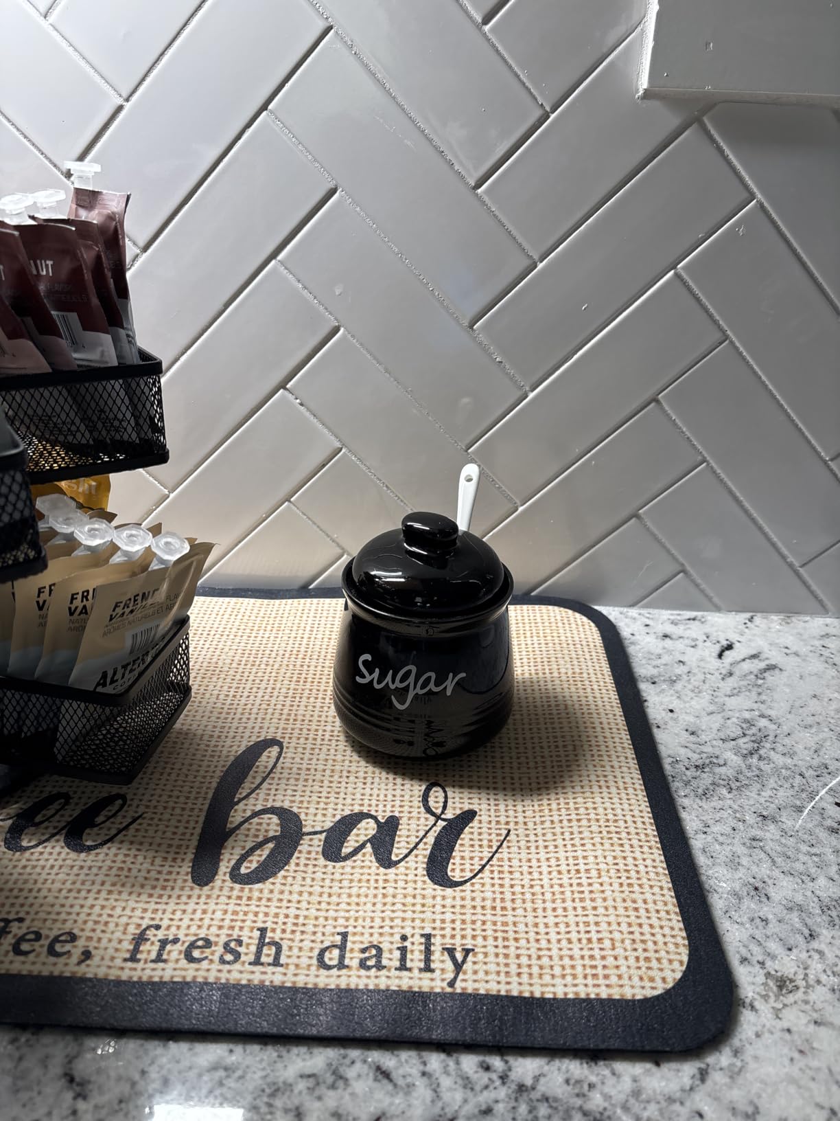 ONTUBE Ceramic Sugar Bowl with Lid and Spoon 12oz (White) customer photo 2