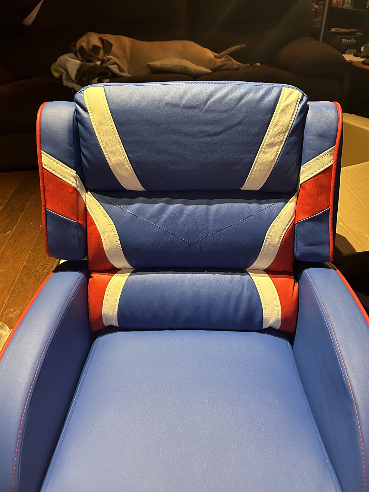 Costzon Kids Recliner, Gaming Recliner Chair w/Footrest, Headrest, Lumbar Support & Side Pockets, Ergonomic Leather Lounge Chair for Living & Gaming Room, Adjustable Recliner Sofa for Boys Girls, Blue customer photo 1