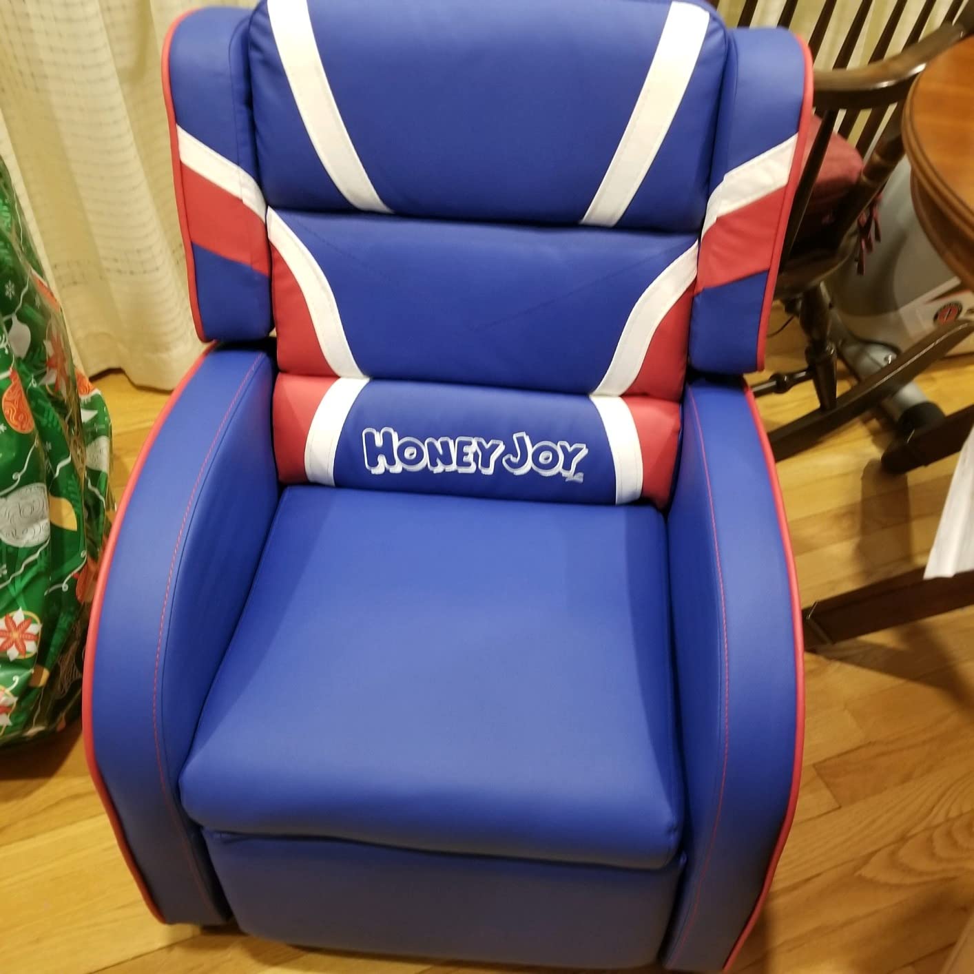 Costzon Kids Recliner, Gaming Recliner Chair w/Footrest, Headrest, Lumbar Support & Side Pockets, Ergonomic Leather Lounge Chair for Living & Gaming Room, Adjustable Recliner Sofa for Boys Girls, Blue customer photo 2
