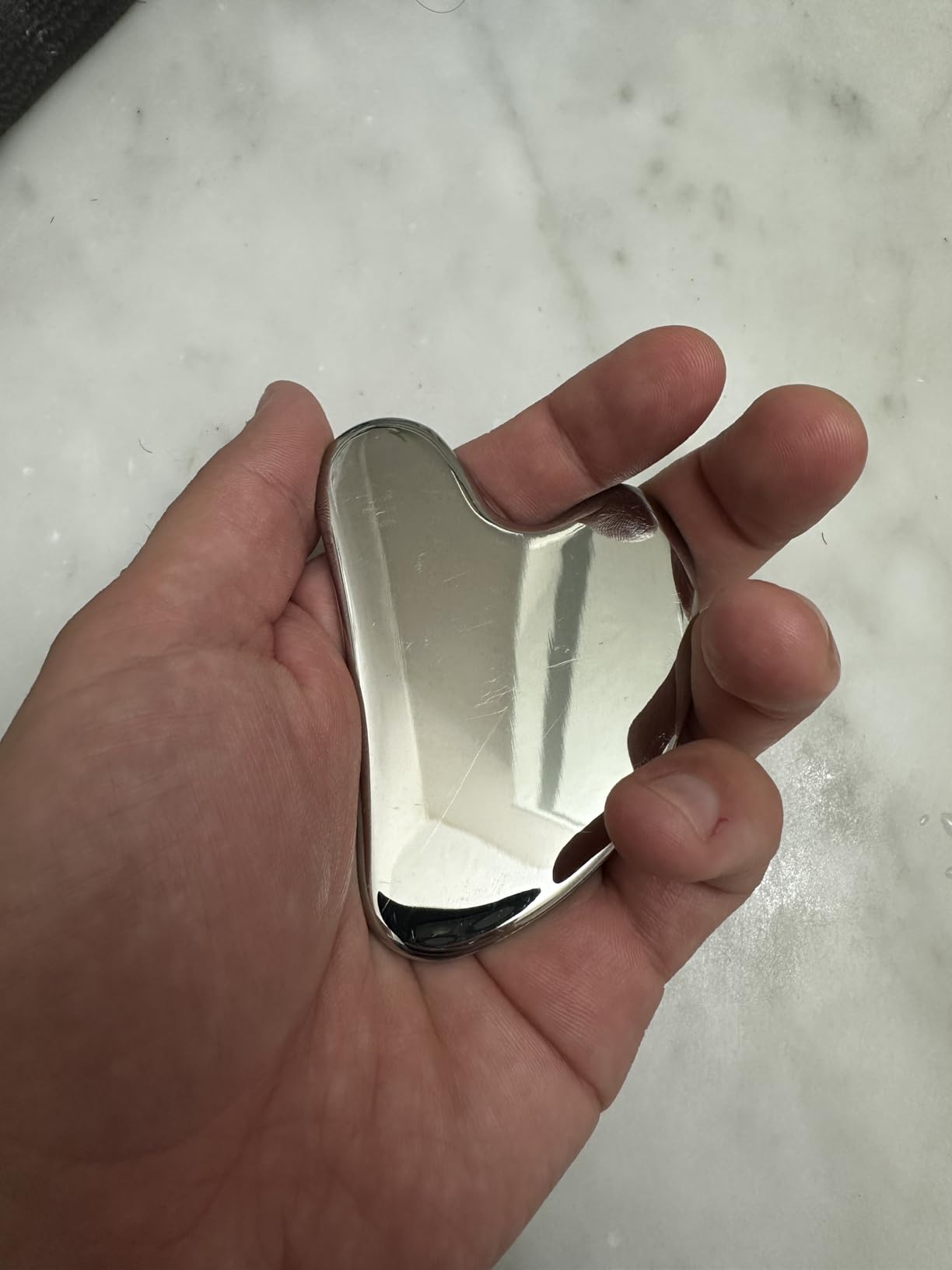 Nuanchu 304 Stainless Steel Gua Sha Facial Tool, Silver, Heart | Metal Gua Sha for Lymphatic Drainage Guasha Face Sculpting Double Chin Reduce with Pouch Self Care Gift customer photo 1
