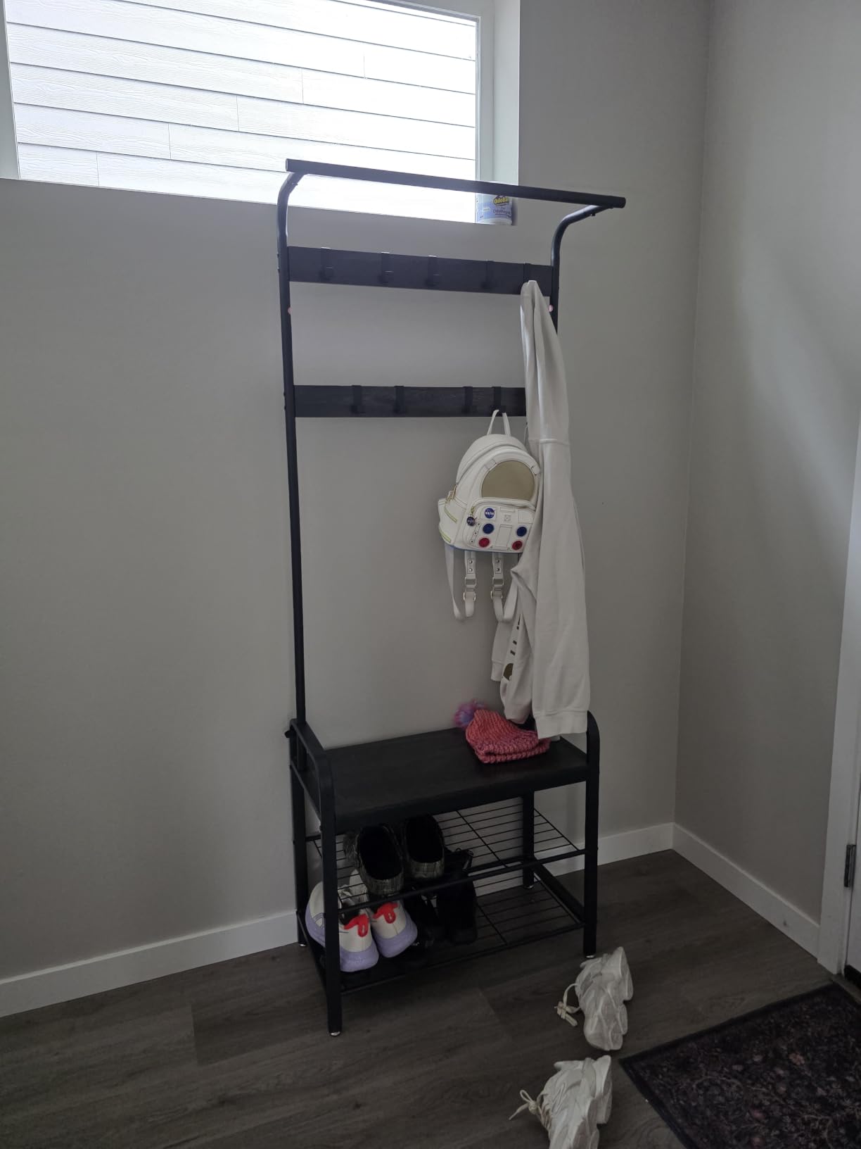 VASAGLE Coat Rack, Hall Tree with Shoe Bench for Entryway, Entryway Bench with Coat Rack, 4-in-1, with 9 Removable Hooks, a Hanging Rod, 13.3 x 33.1 x 72.1 Inches, Rustic Brown and Black UHSR400B01 customer photo 2