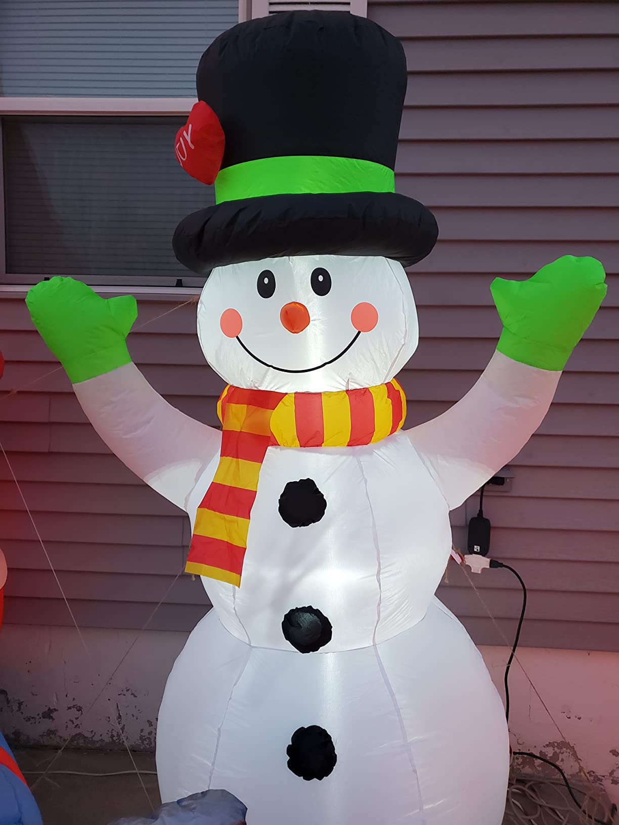 FunFanso 7 FT Christmas Inflatables Snowman Outdoor Decorations, Giant Blow up Snow Man Yard Decor Built-in Bright LED Light Wear Magic Hat, Weatherproof Holiday for Garden Patio Lawn Party Xmas Gifts customer photo 2