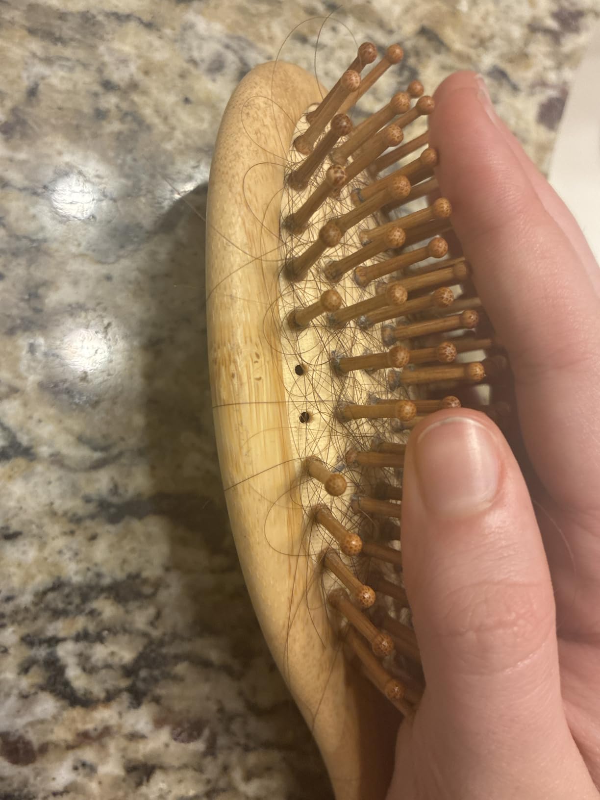 GAINWELL Bamboo Hair Brush for Hair Growth, Natural Bamboo Bristles Detangling Wooden Paddle Hairbrush for Massaging Scalp, for Women Men and Kids, for All Hair Types, with Ergonomic Handle customer photo 1