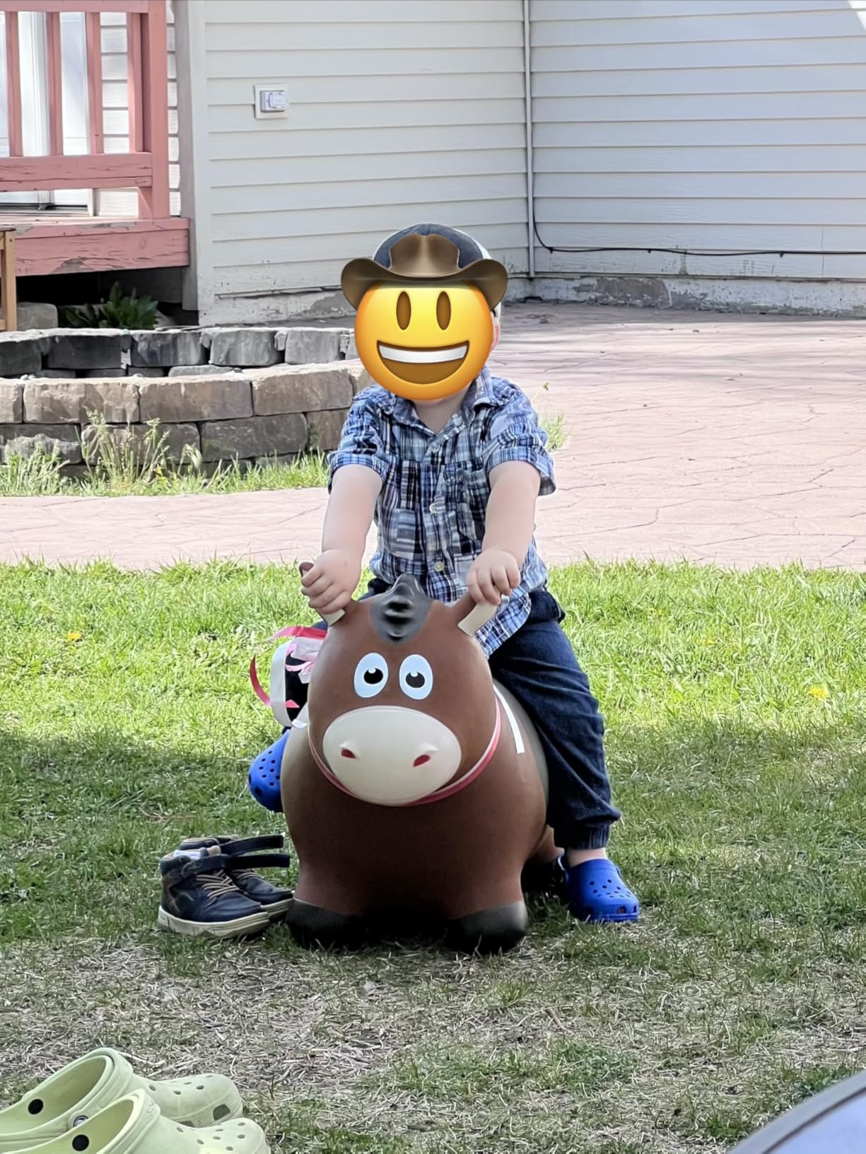 Inflatable Horse Hopping Toy, Ride-on Bouncy Animal for Toddler 18M+ | Horse Toys for Boys and Girls, Indoor & Outdoor Bounce Toys for 2 Year Old Kids, Birthday Gifts for 2 3 4 5 6 Yrs with Pump customer photo 2
