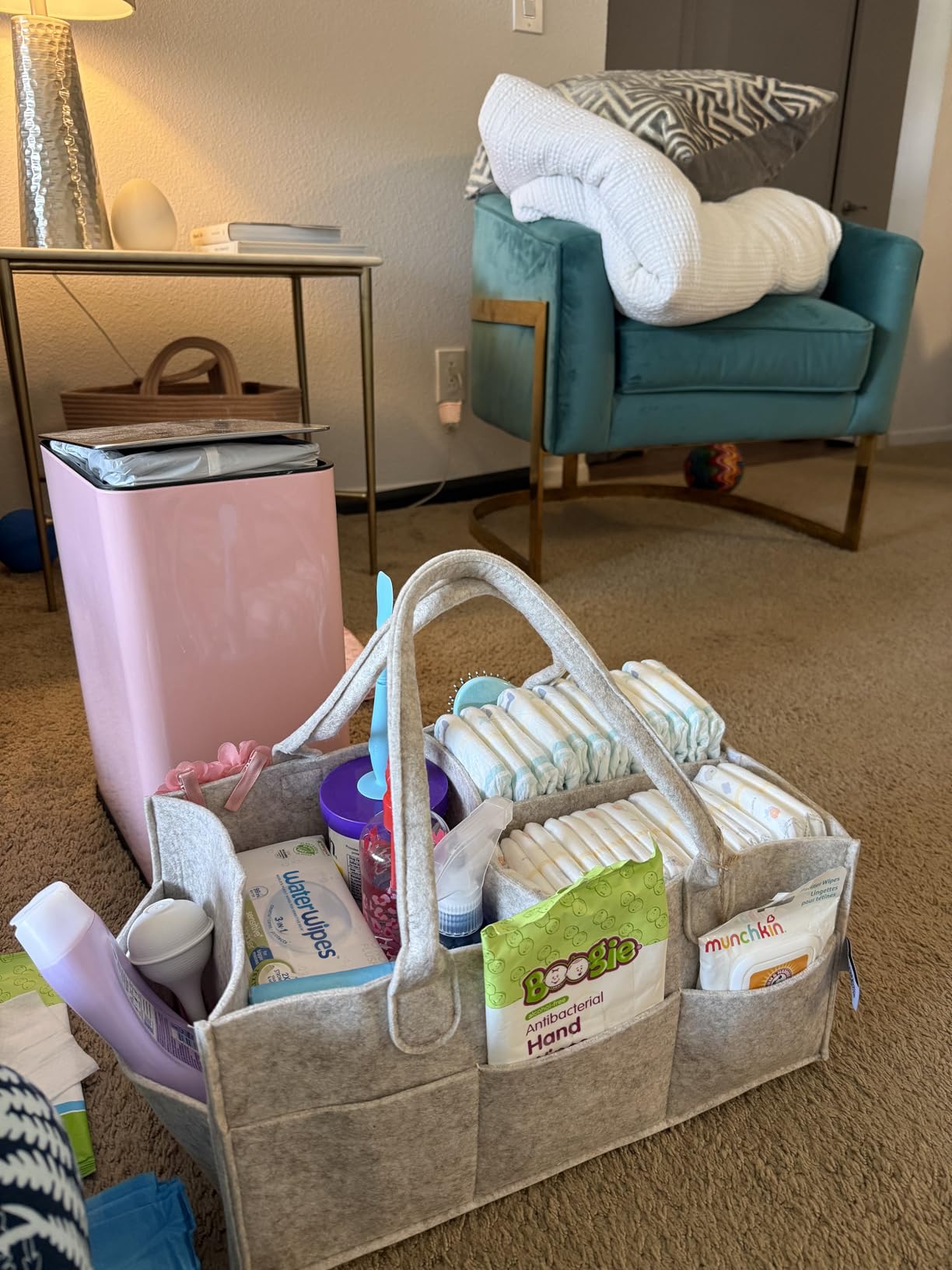 Parker Baby Co. Felt Diaper Caddy Organizer - Regular, Oatmeal customer photo 1