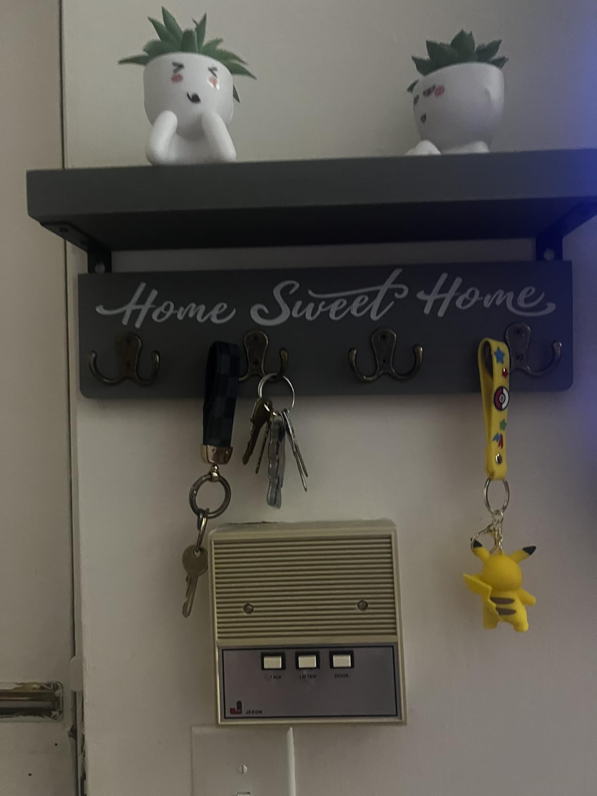 buways Key Holder Wall Mount with 8 Hooks and Cozy Home Sign (Gray) customer photo 2