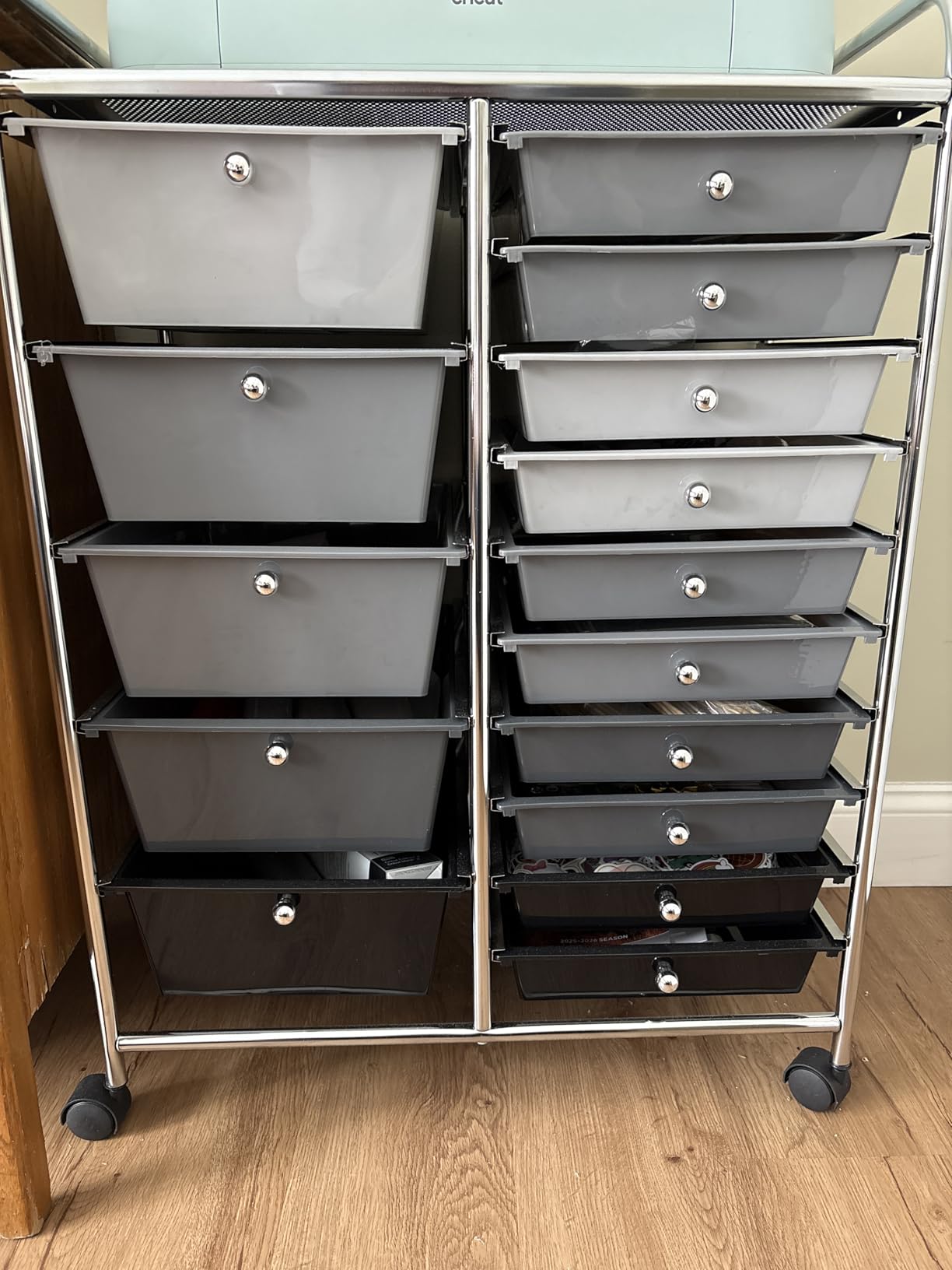 GOFLAME 15-Drawer Rolling Storage Cart, Craft Storage Cart with Removable Drawers & Lockable Wheels, Art Cart Supply Storage Organizer for Home Office Classroom, Rainbow customer photo 2