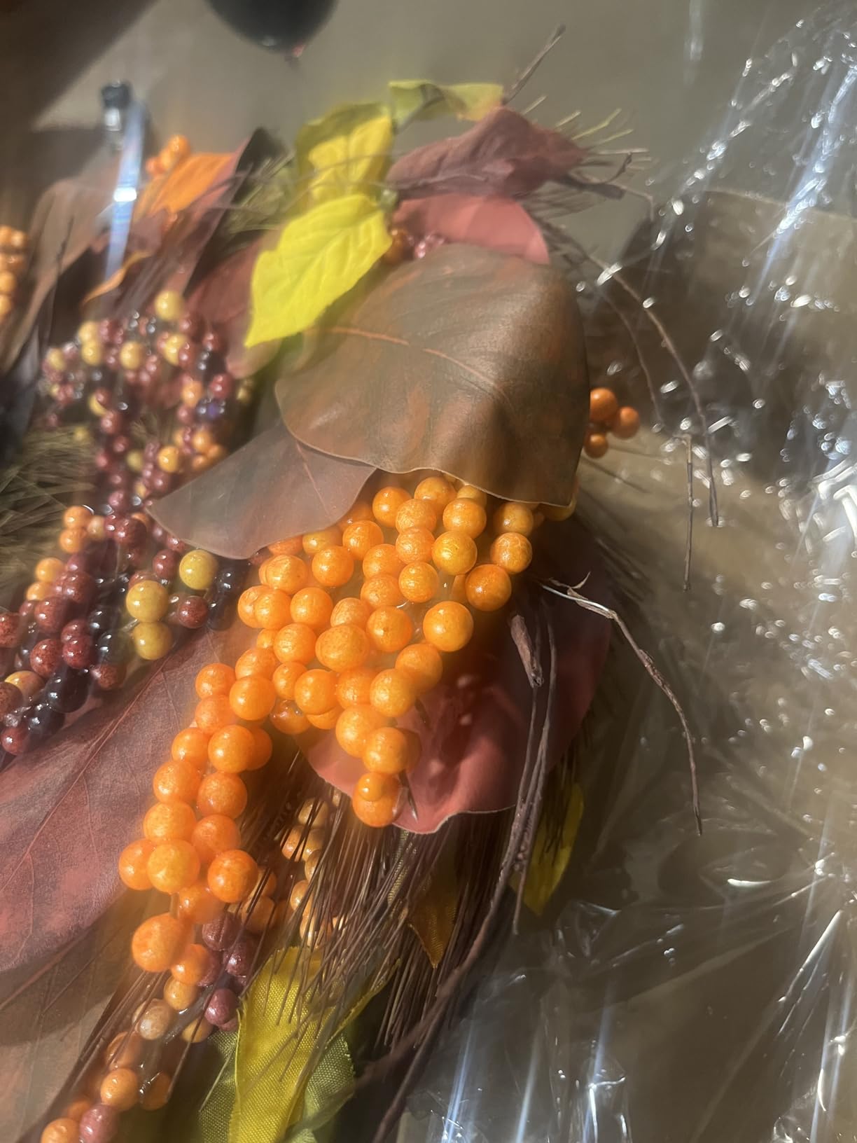 TEMPUS 20 inch Thanksgiving Wreath Magnolia Leaves with Pine Needle Yellow Berry Wreath for Front Door Harvest Festival Decor Window Wedding Autumn Outdoor Indoor Décor customer photo 2