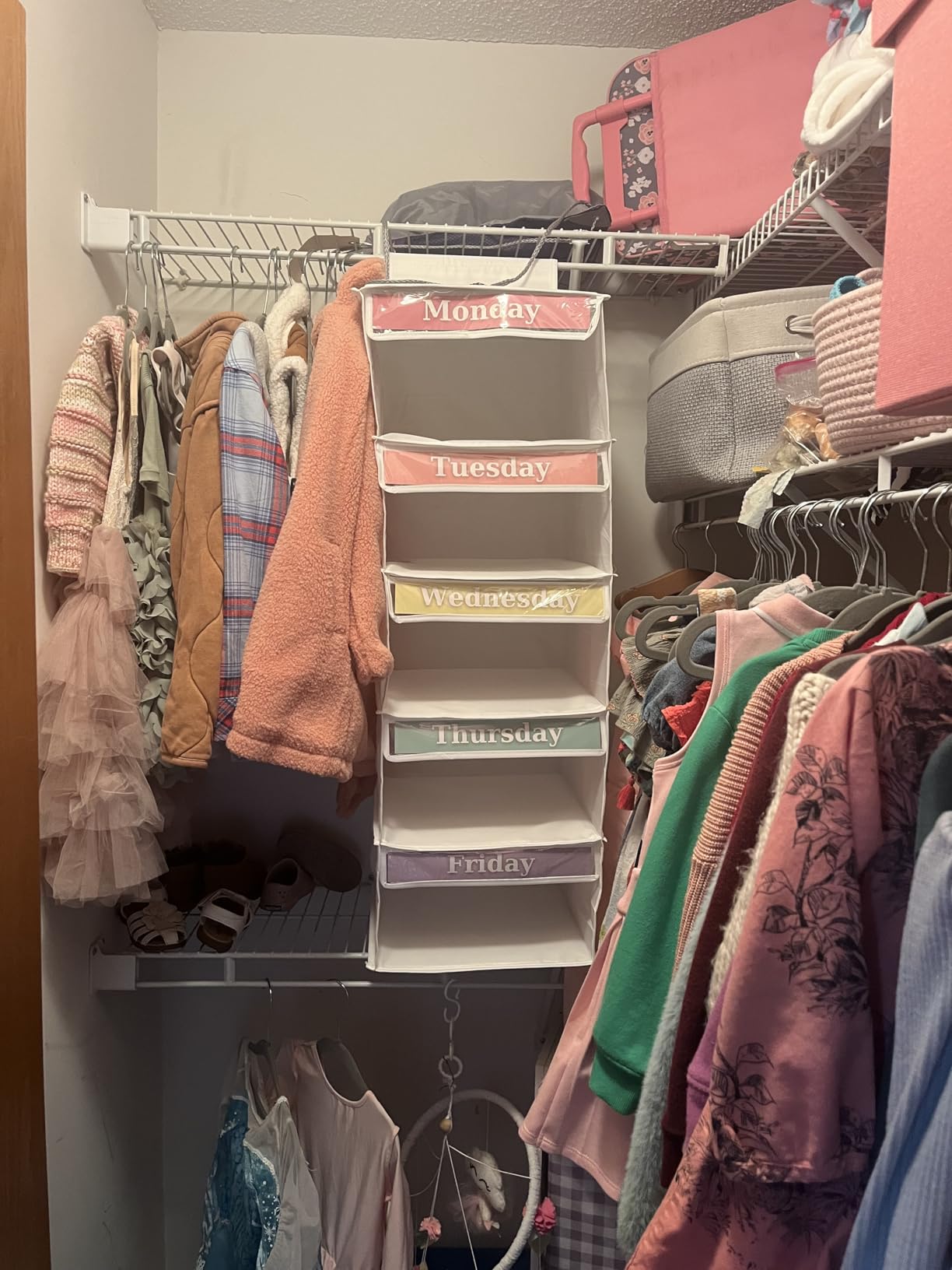 Three Sweet Peas Co Monday through Friday Hanging Weekly Clothes Organizer for Kids customer photo 1