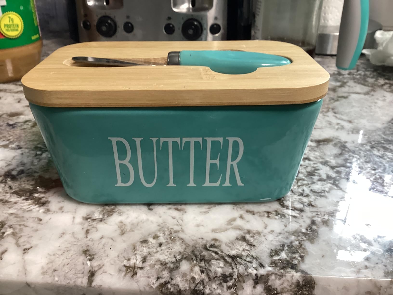 Ceramic Butter Dish with Bamboo Lid and Stainless Steel Knife Spreader customer photo 1