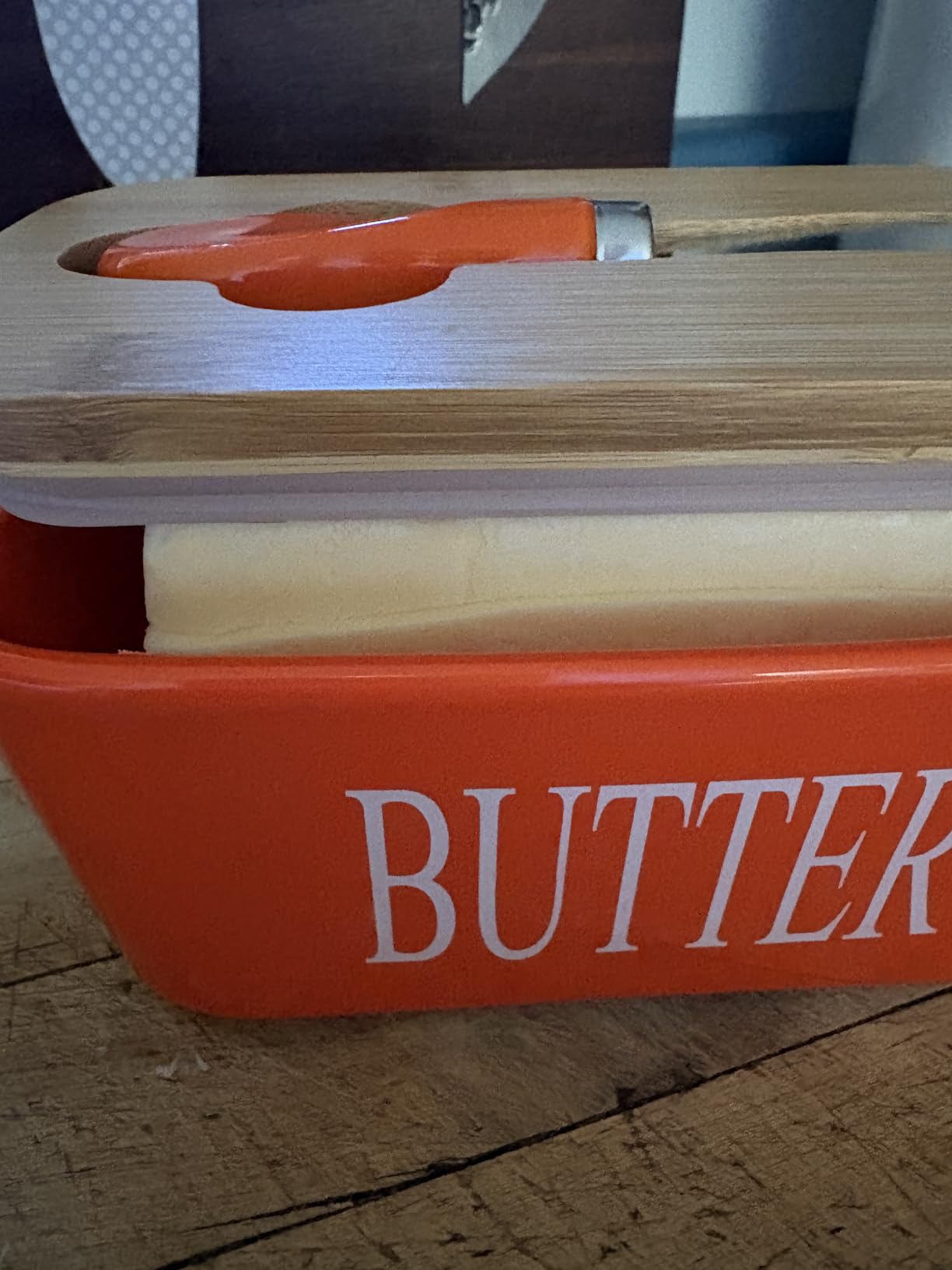 Ceramic Butter Dish with Bamboo Lid and Stainless Steel Knife Spreader customer photo 2