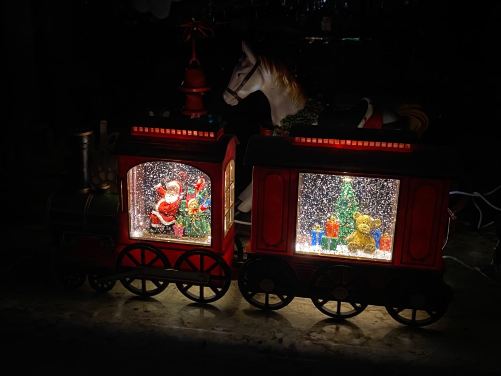 Christmas Train Snow Globe with Music and Lights, Musical Snow Globe Lantern for Holiday Decor, Battery/USB Powered with Auto Timer for Home Holiday Decoration Gift customer photo 2