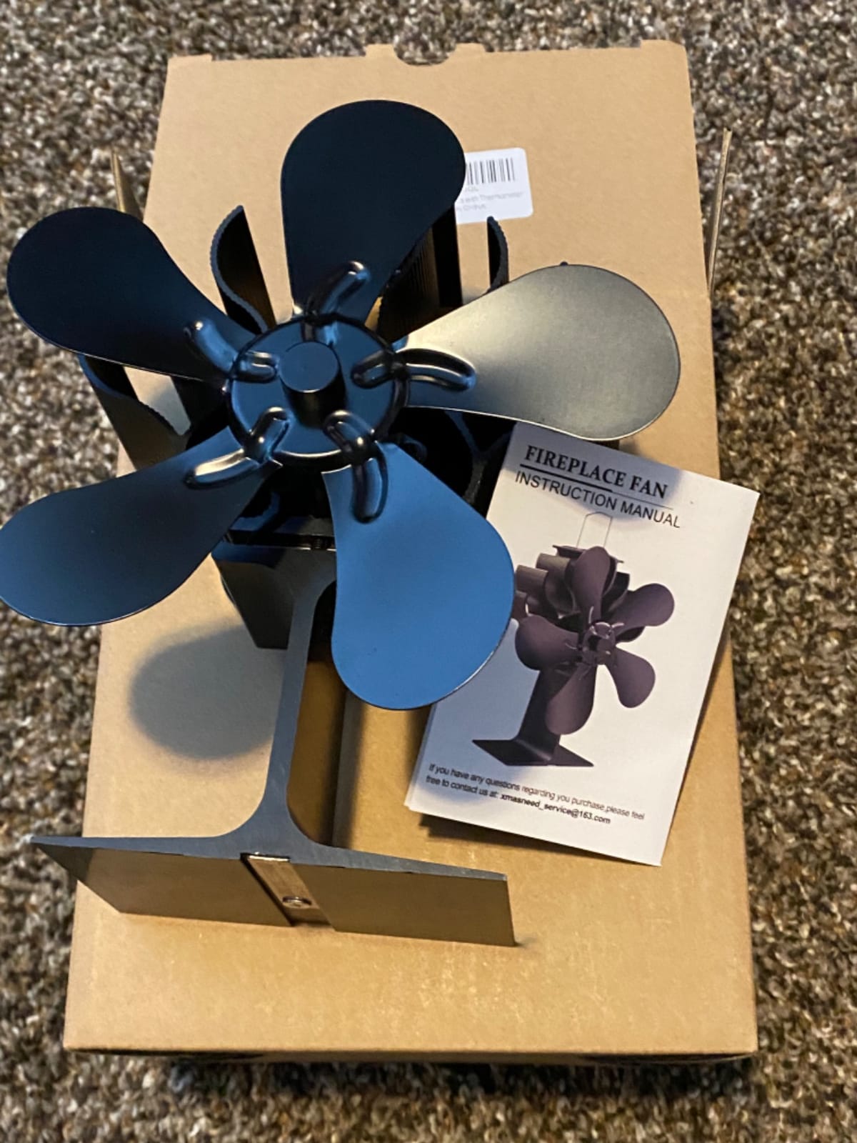 Wood Stove Fan, Fireplace Fan for Wood Burning Stove, Heat Powered fan, Wood Stove Accessories, Quiet Operation Circulating Warm Air, (Include Magnetic Thermometer) (5-Blade) customer photo 1