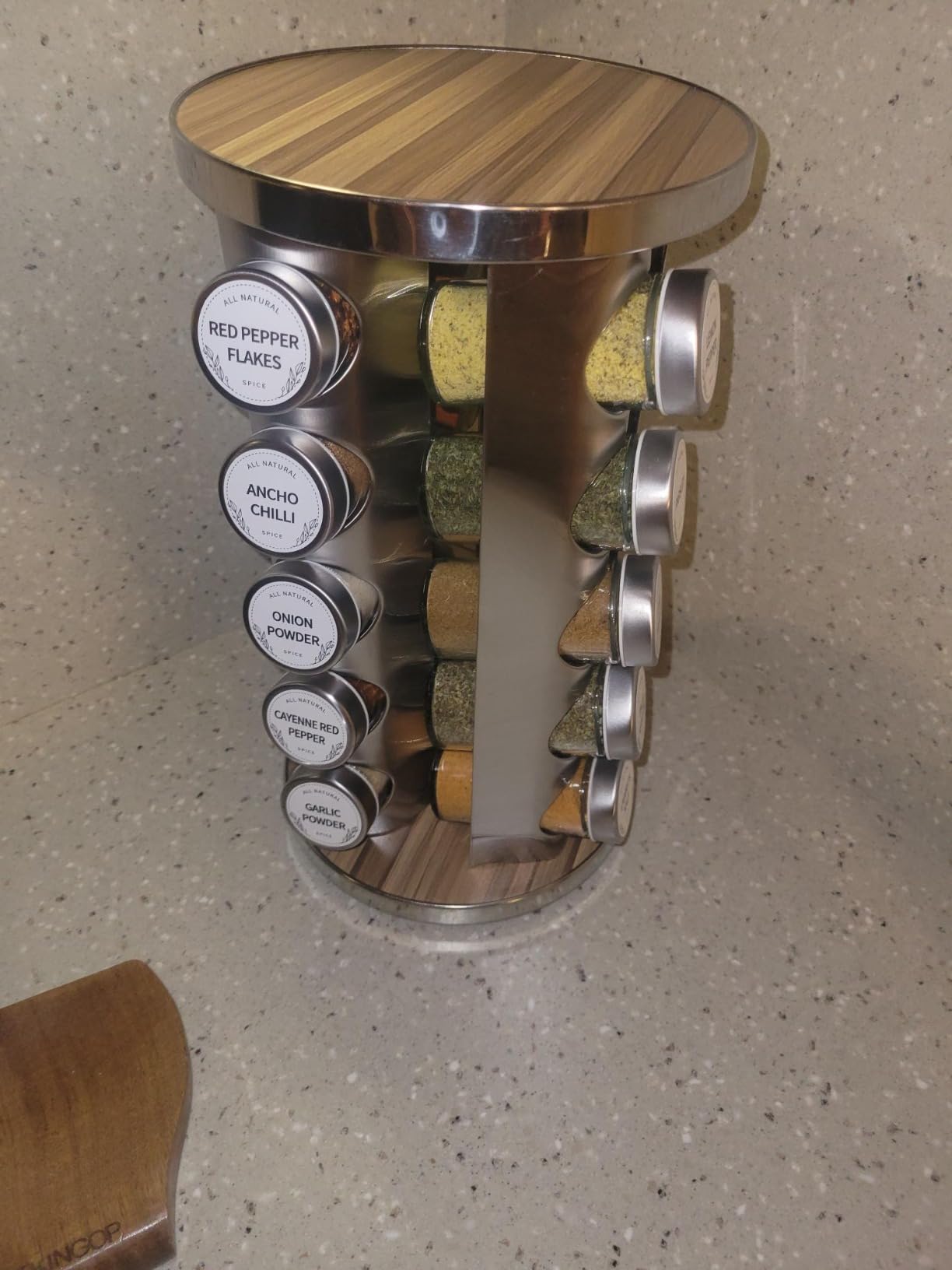 Rotating Spice Rack Organizer with Jars(20Pcs), Seasoning Organizer for Cabinet, Kitchen Spice Racks for Countertop, Revolving Stainless Steel Spice Organizer customer photo 1