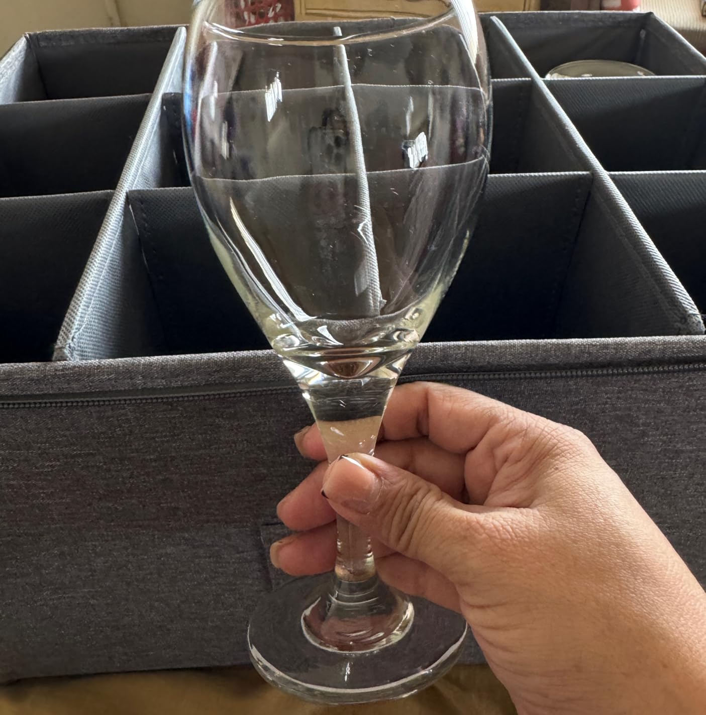 Stemware Storage Containers 2 pack, Wine Glass Storage Box with Dividers customer photo 2