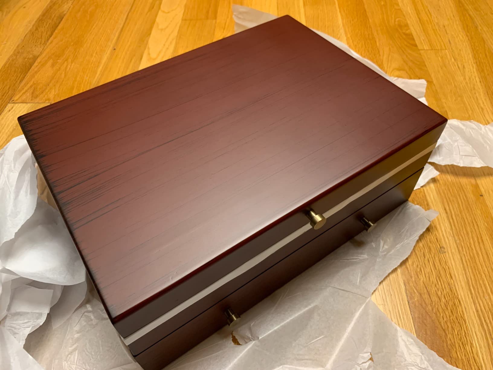 Royalty Art Silverware Storage Box with Drawer, 15x11x6 In, Brown customer photo 1