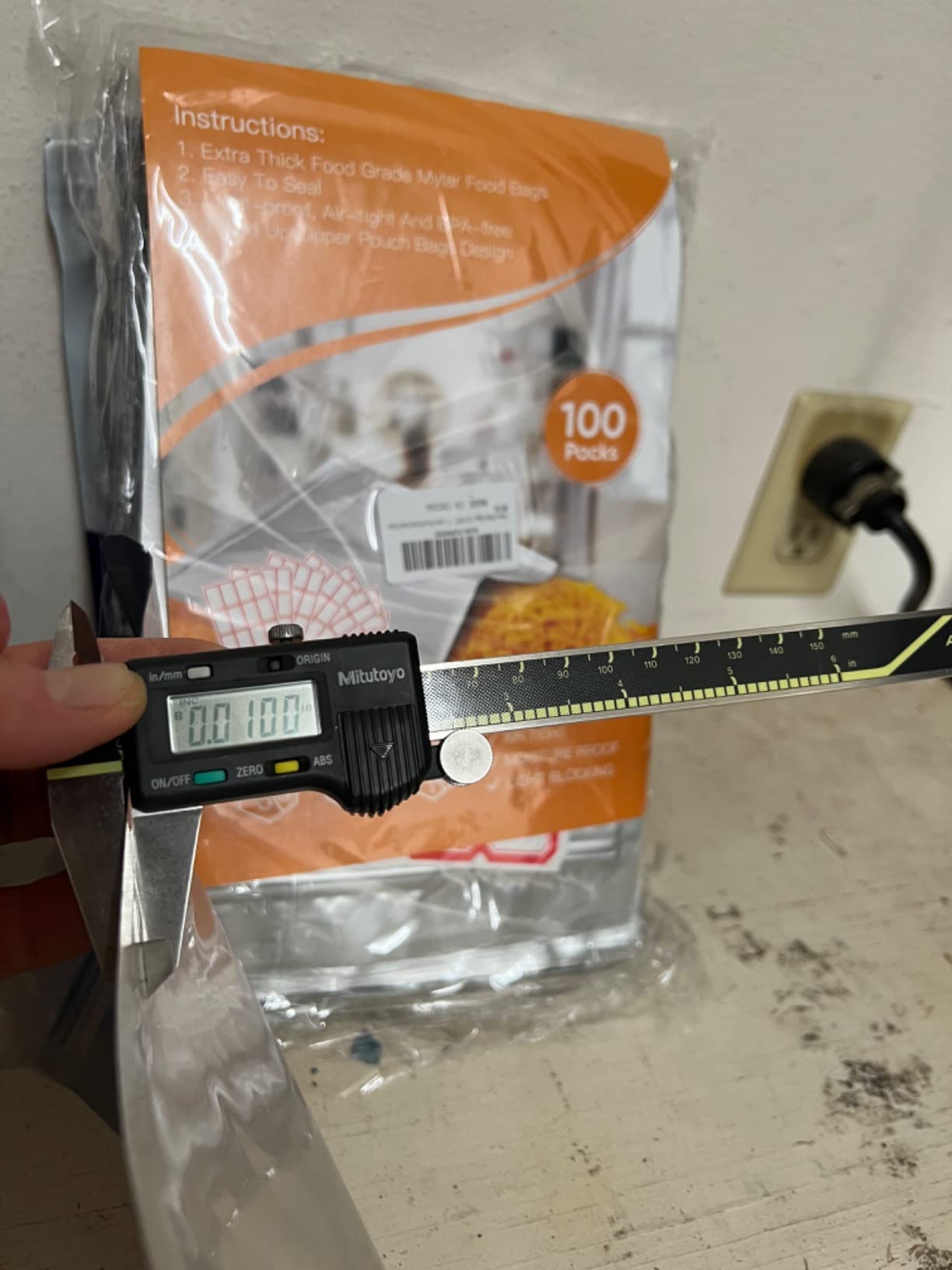 100pcs Mylar Bags 1 QUART - Thick 9.4 Mil - 7