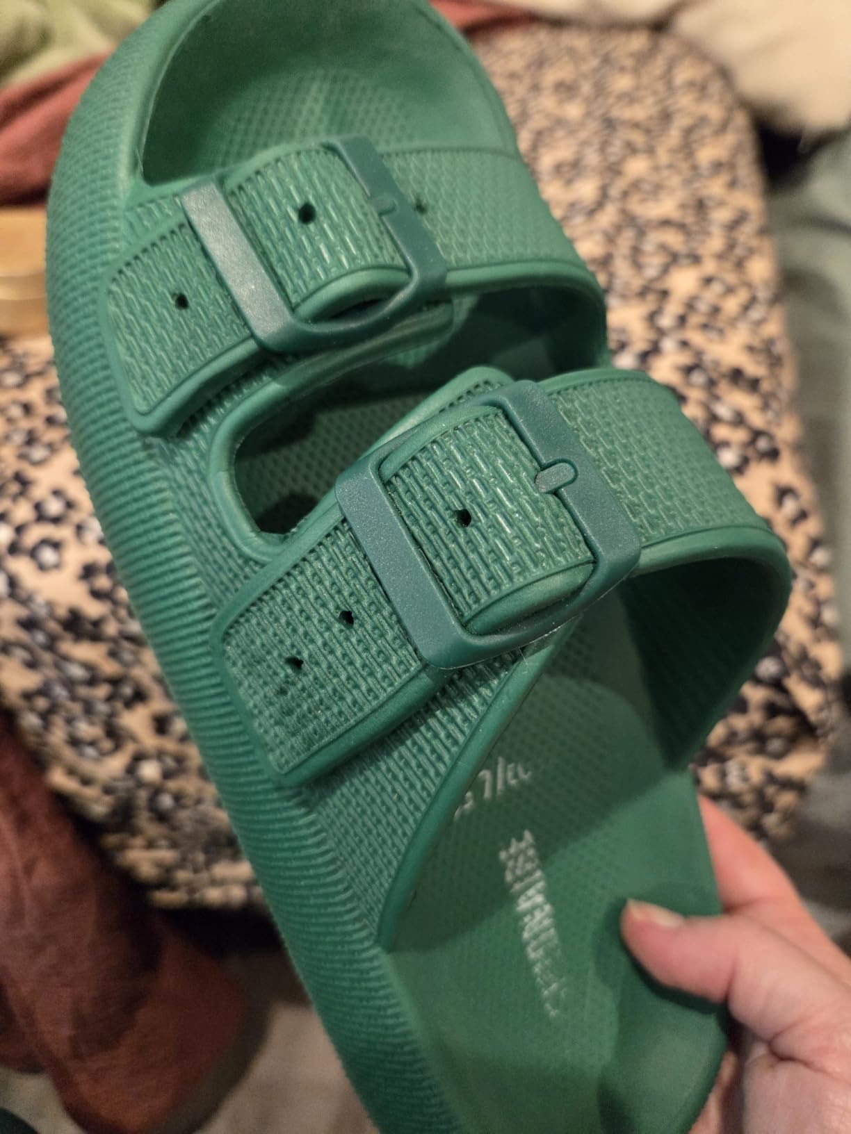 CUSHIONAIRE Fame Pillow Recovery Sandals for Women, Adjustable Double Buckle Waterproof EVA Cloud Slides for Women customer photo 2