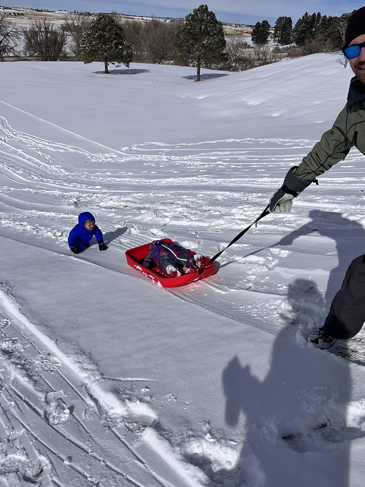 GoSports 2 Person Premium Snow Sled - Choose Red or Blue - Double Walled Construction, Pull Strap and Padded Seat customer photo 2