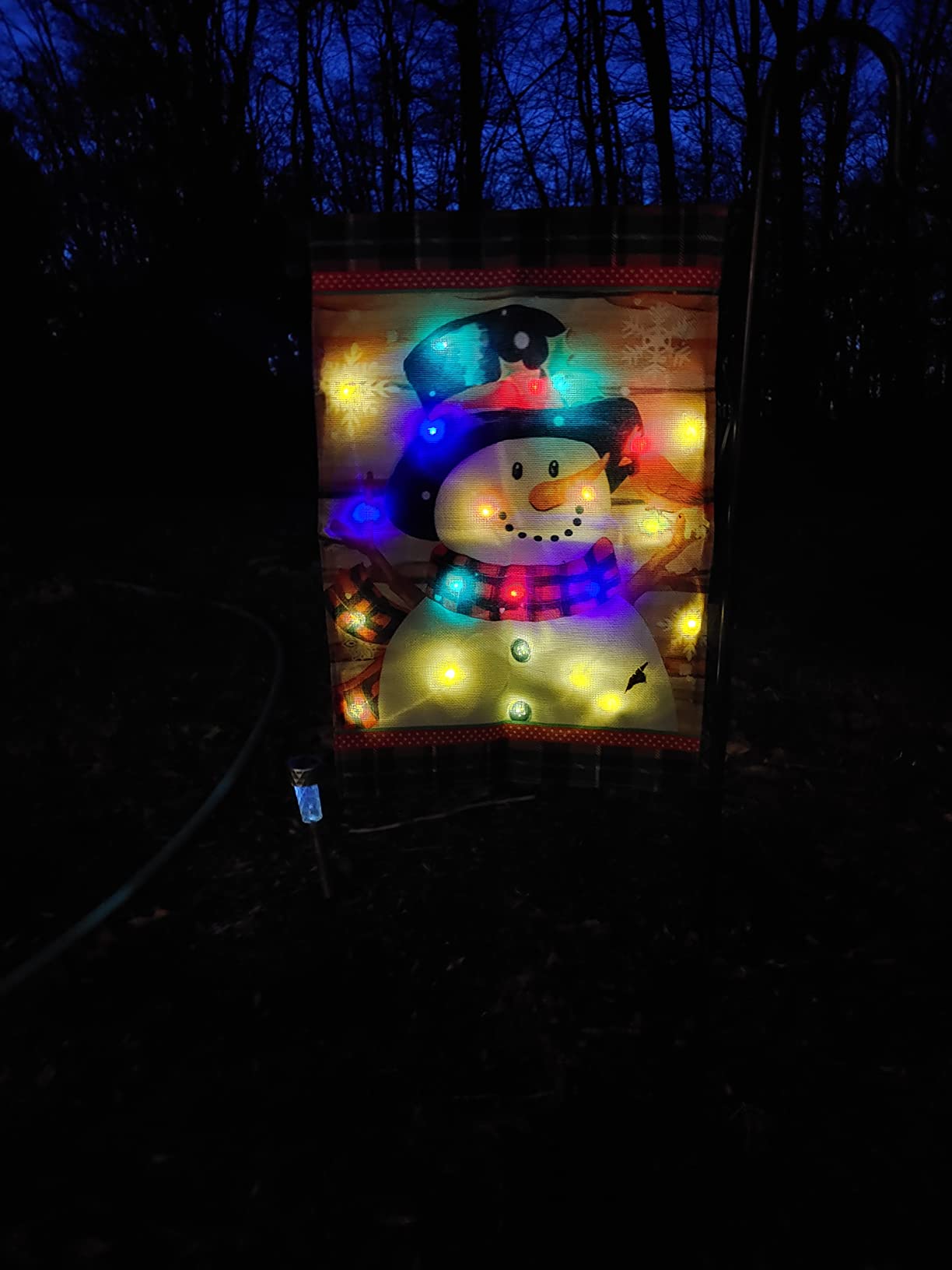 Lighted Christmas Snowman Garden Flag Outdoor Decor, 12x18 In | Multicolor, Solar Powered, 8 Modes, Double Sided, Snowman Garden Flag, Christmas Decoration for Outside, Winter Outdoor Decor customer photo 1