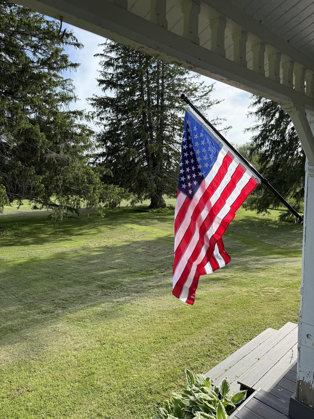 American Flag with Pole - Includes 5ft Heavy Duty Flag Pole Holder for Outside House,3x5 Embroidered US Flag and Wall Mount Bracket,Tangle Free Flagpoles Kit for Porch,Garage,Outdoor customer photo 2