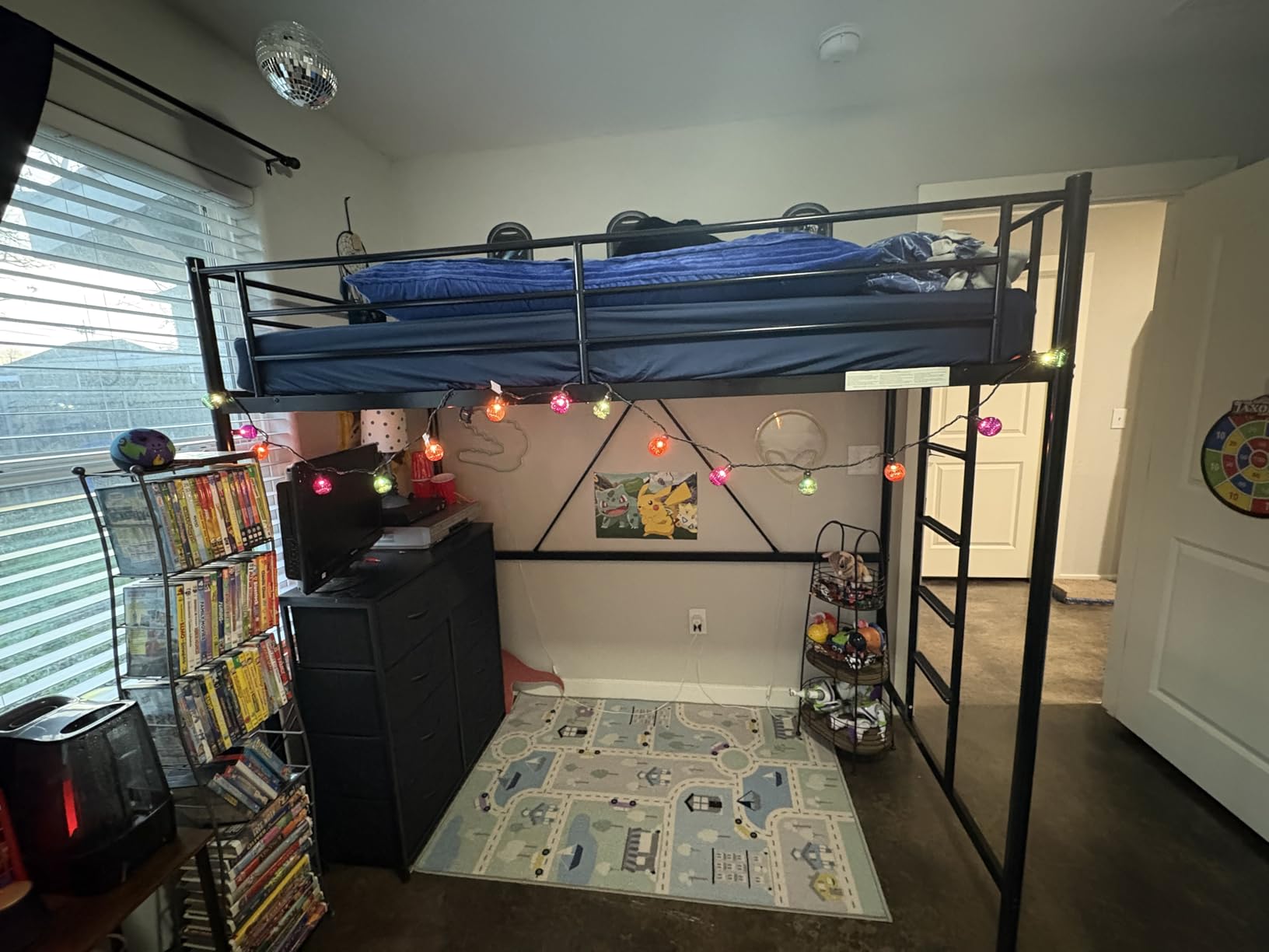 VINGLI 71 Inches Tall Loft Bed Twin Size with Flat Ladder Rung for Kids Teens Adults Heavy Duty Metal Single Bunk Bed Loft with Safety Guard Rails for Small Space, Black customer photo 1