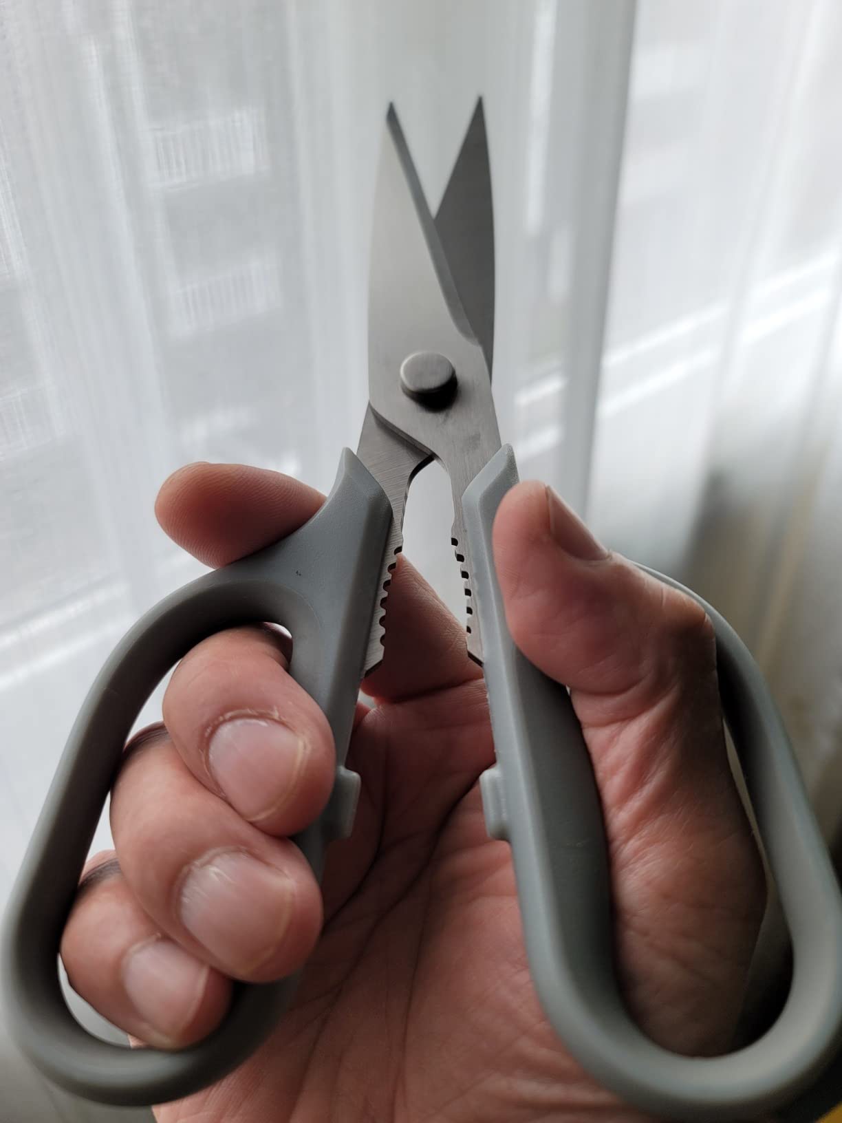 Misen Heavy Duty Kitchen Shears - Stainless Steel, Versatile and Easy Clean Scissors for Meat, Herbs and Veggies - Ambidextrous Comfort Handle - Professional Grade - Blue customer photo 2