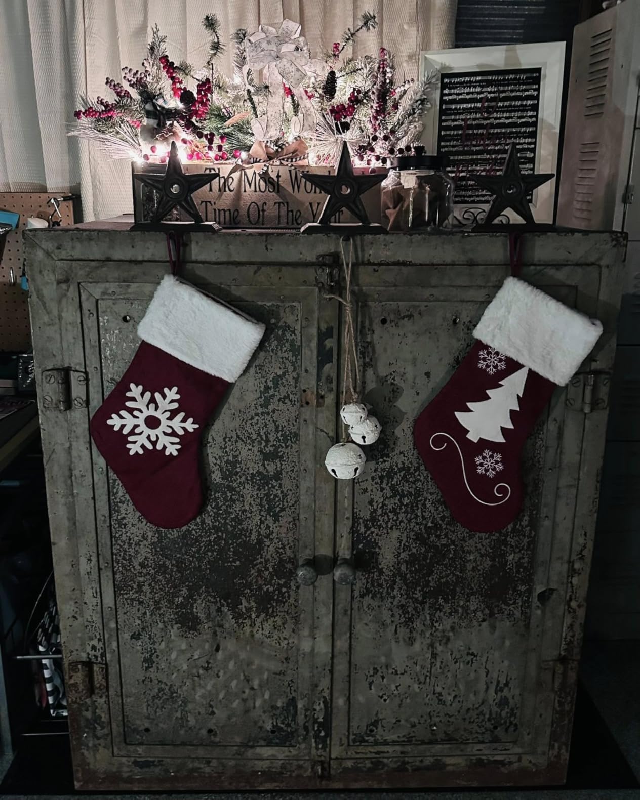 Christmas Stockings, 18 inches Christmas Stockings, Burlap with Large Plush Cuff Stockings, for Family Holiday Xmas Party Decorations (Red-Gold Glitter Deer) customer photo 1