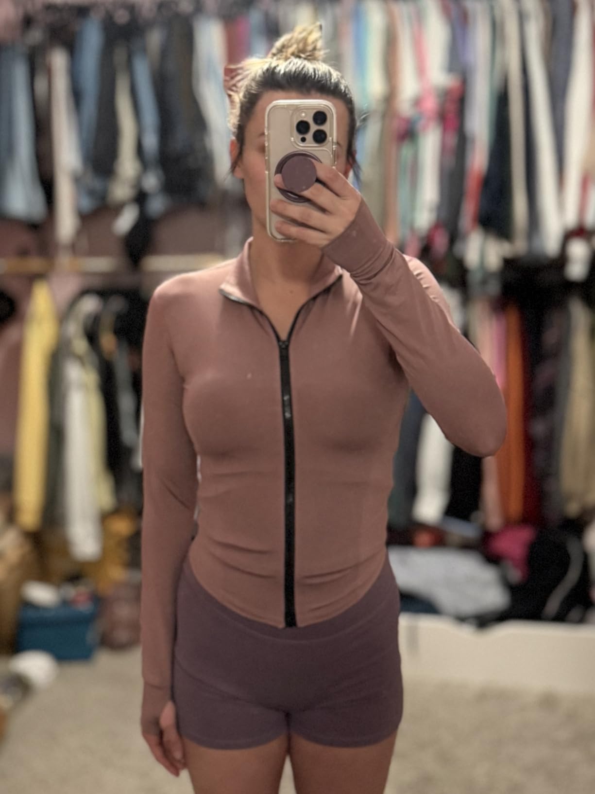 Lviefent Womens Lightweight Full Zip Running Track Jacket Workout Slim Fit Yoga Sportwear with Thumb Holes customer photo 1